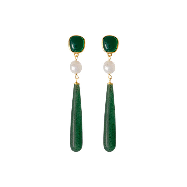 BIANC Artisan Earrings Green Aventurine
