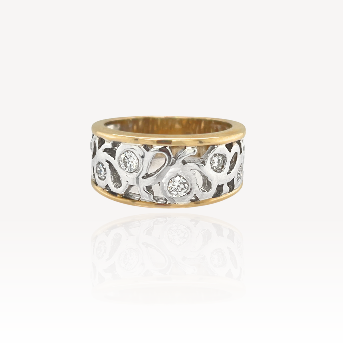 18ct Diamond Swirl Thick Band Dress Ring
