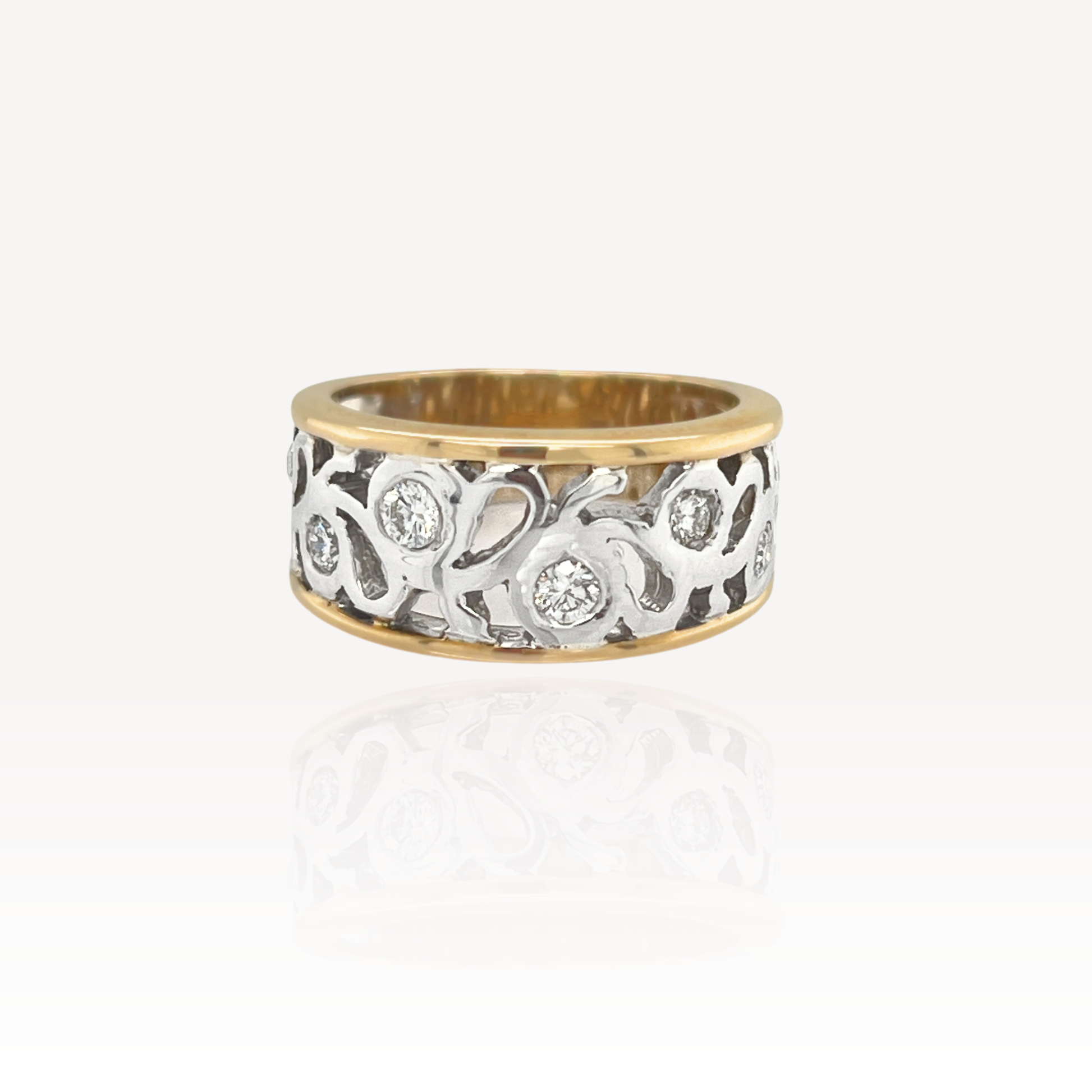 18ct Diamond Swirl Thick Band Dress Ring