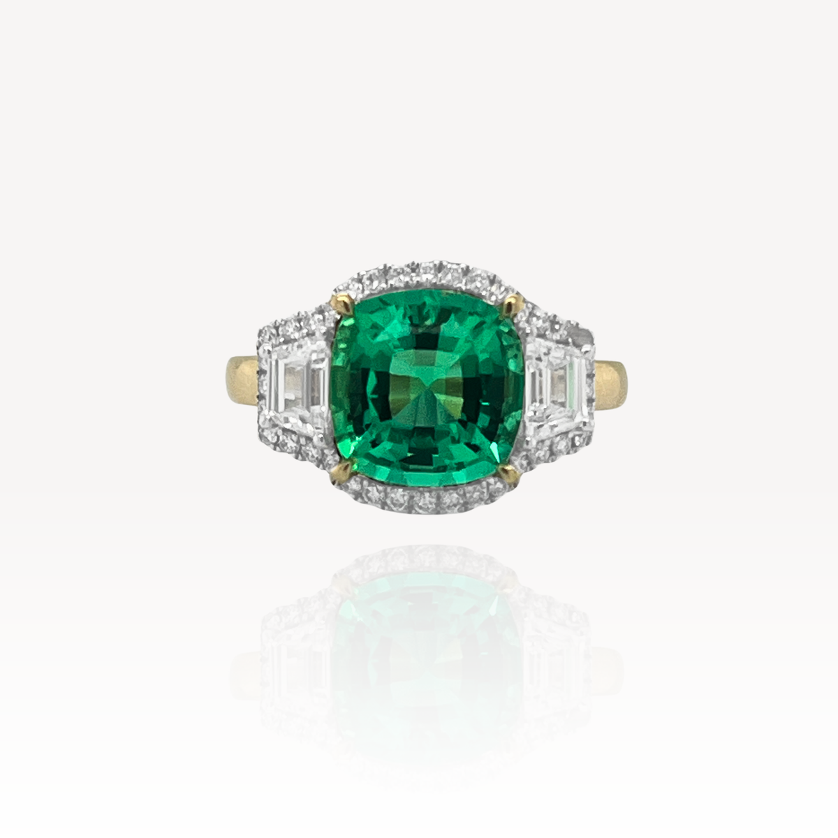 18ct Cushion Emerald & Diamond Dress Ring