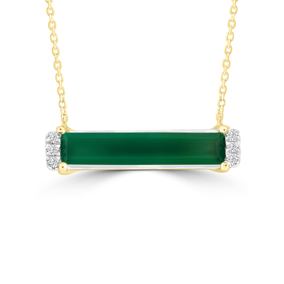 9ct Green Onyx & Diamond Octagonal Necklace