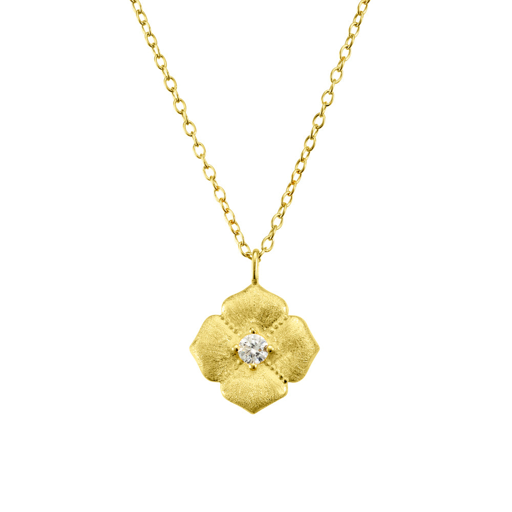 Gold Plated Sterling Silver CZ Bloom Necklace