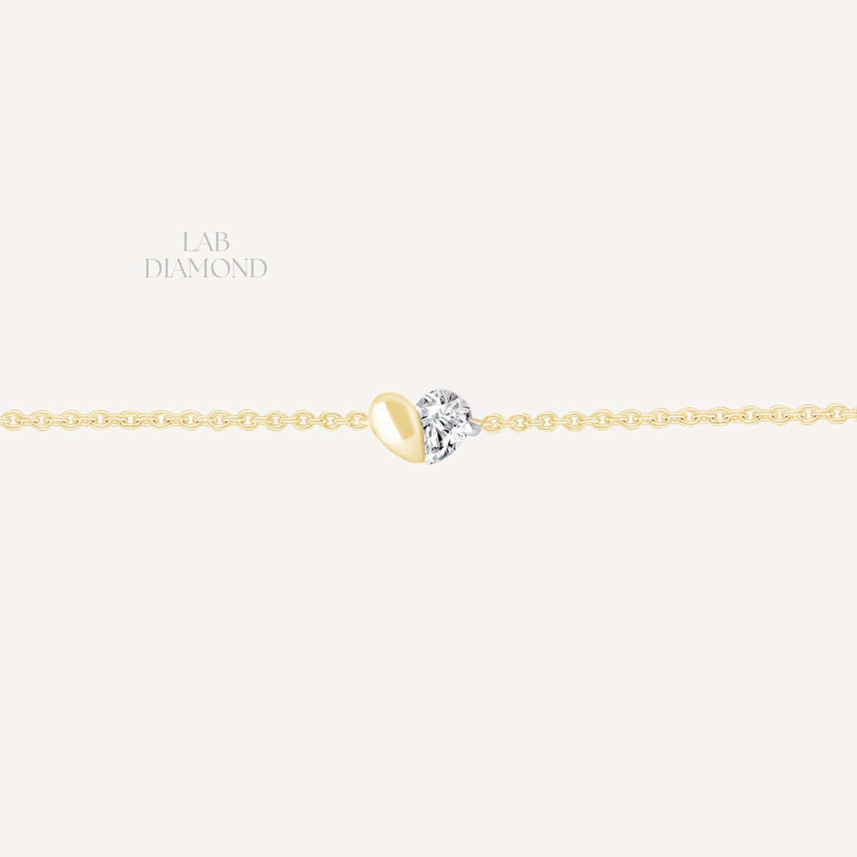 9ct Yellow Gold & Pear Lab Diamond Heart Bracelet