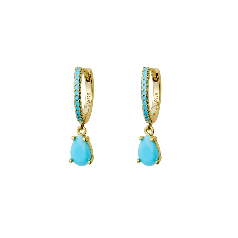 Gold Plated Sterling silver Turquoise Huggies