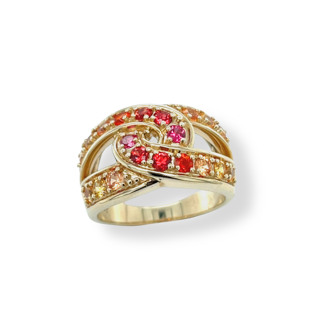 9ct Multi Gemstone Fire Twist Ring