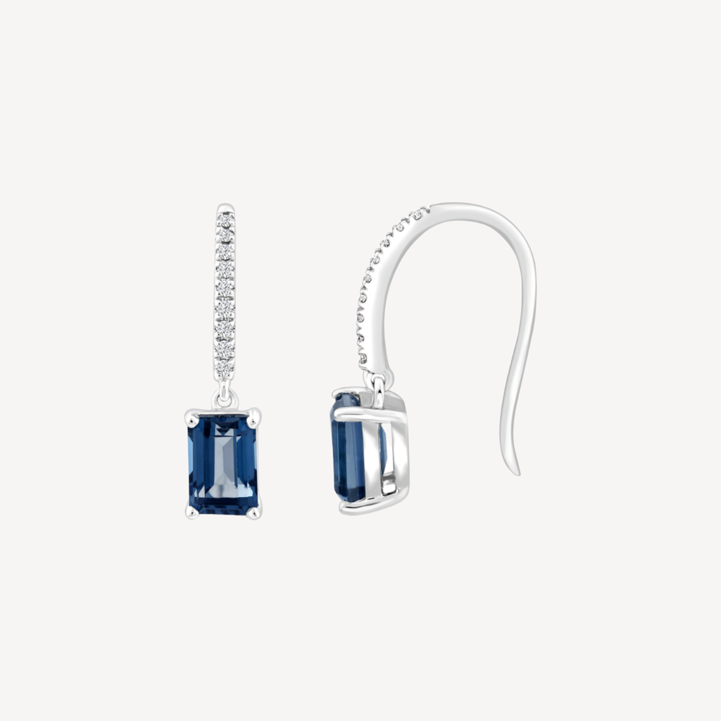 9ct London Blue Topaz and Diamond Petite Earrings