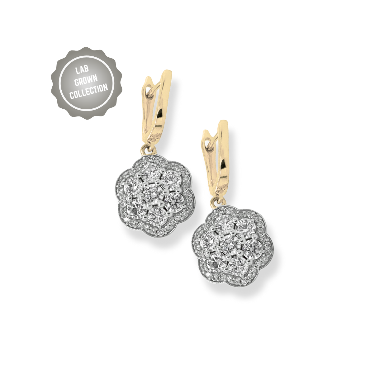 Lab Diamond Daisy Cluster Earrings
