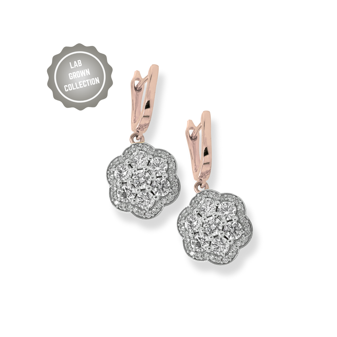 Lab Diamond Daisy Cluster Earrings