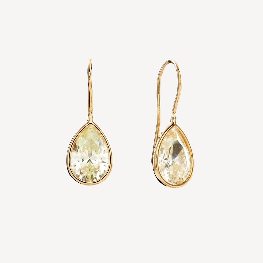 Lulu Tear Drop Champagne Yellow & Gold Hook Earrings