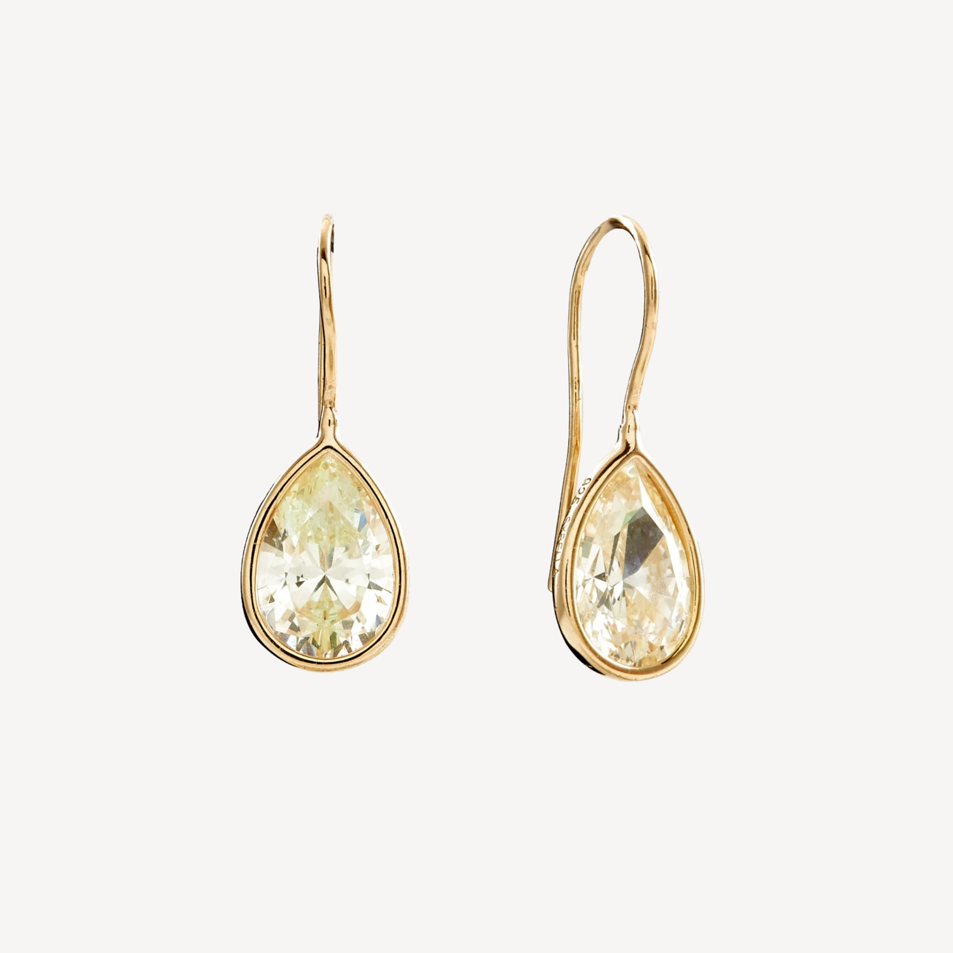 Lulu Tear Drop Champagne Yellow & Gold Hook Earrings