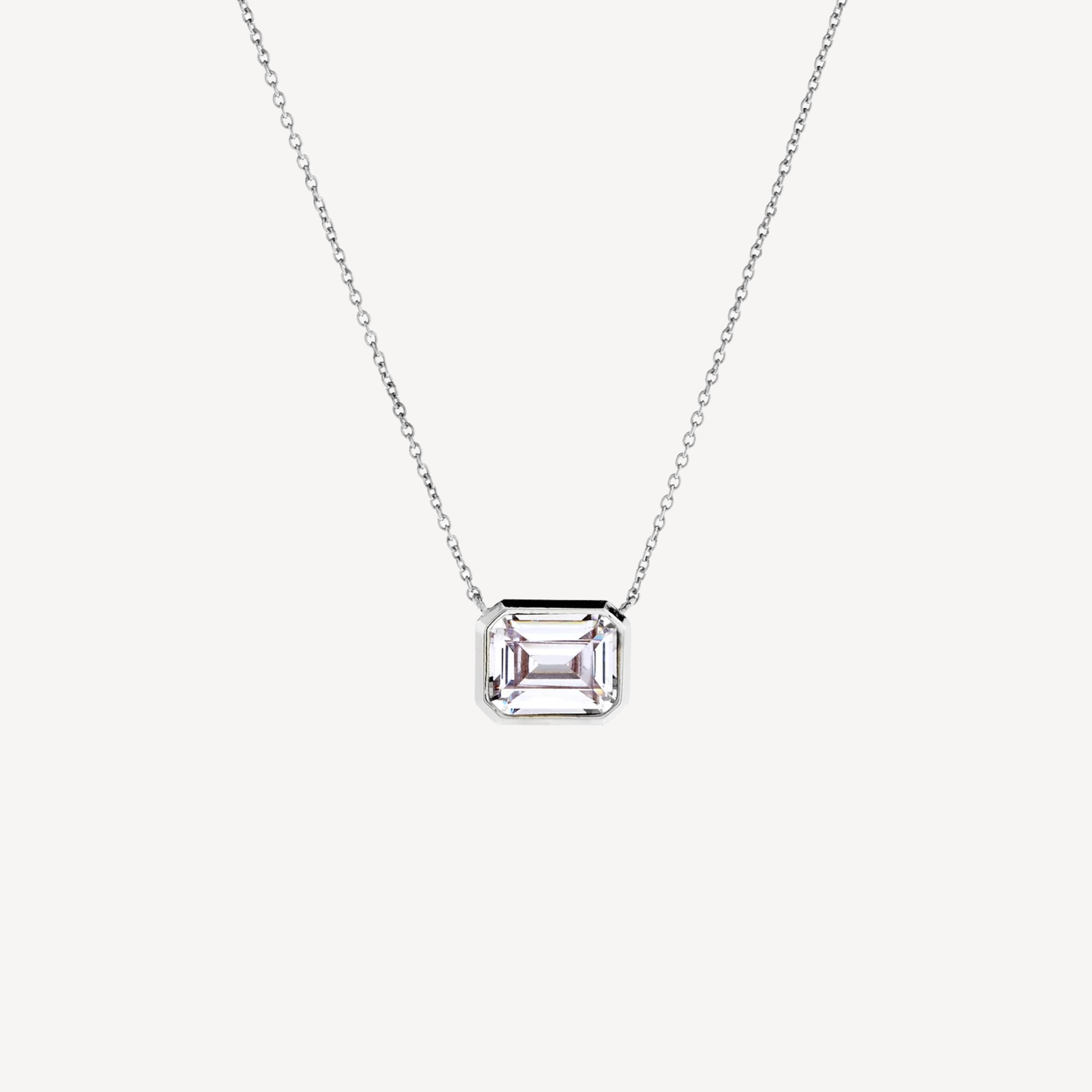Gabriella Baguette Cut Pendant on Fine Silver Chain