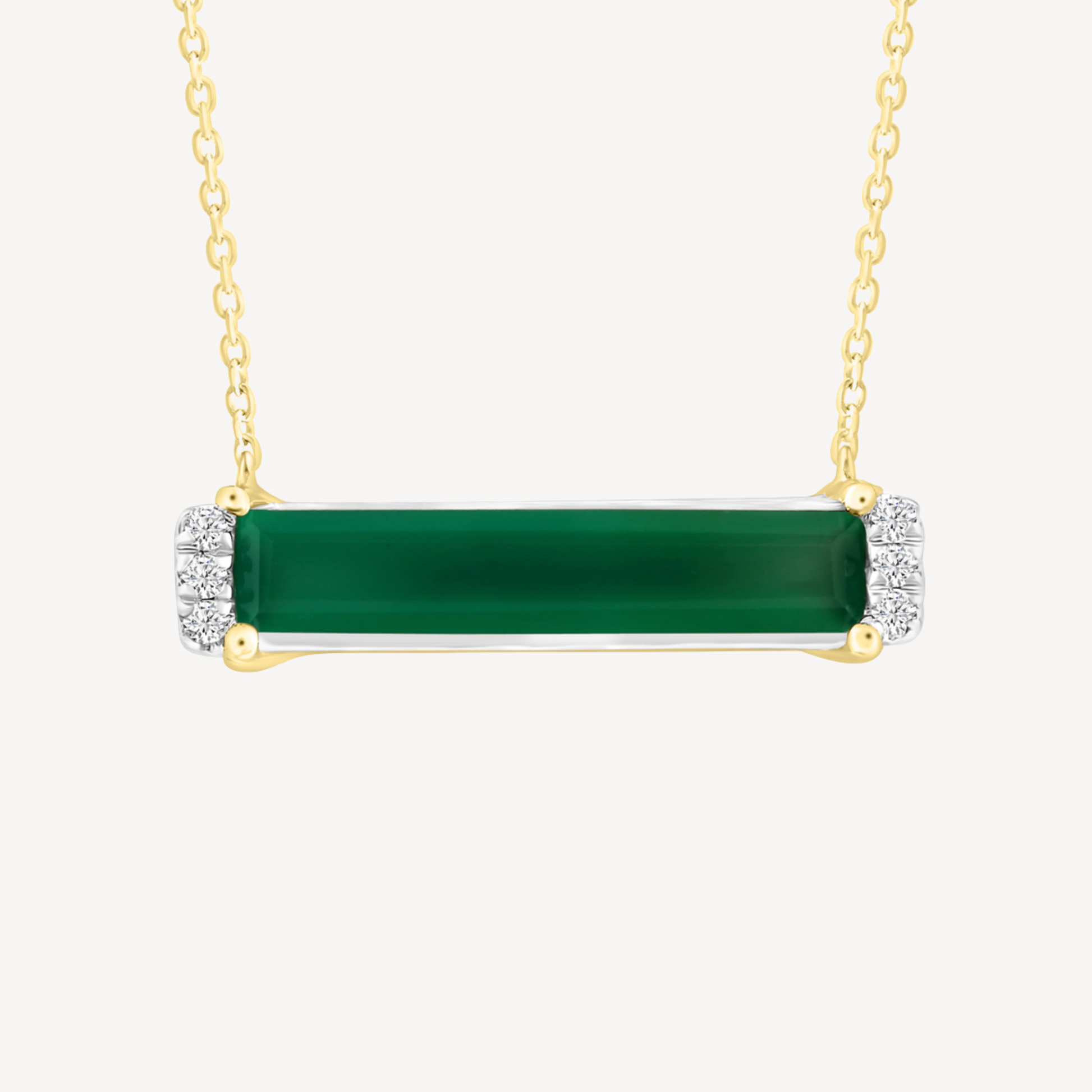9ct Green Onyx & Diamond Octagonal Necklace