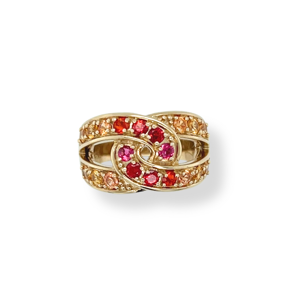 9ct Multi Gemstone Fire Twist Ring