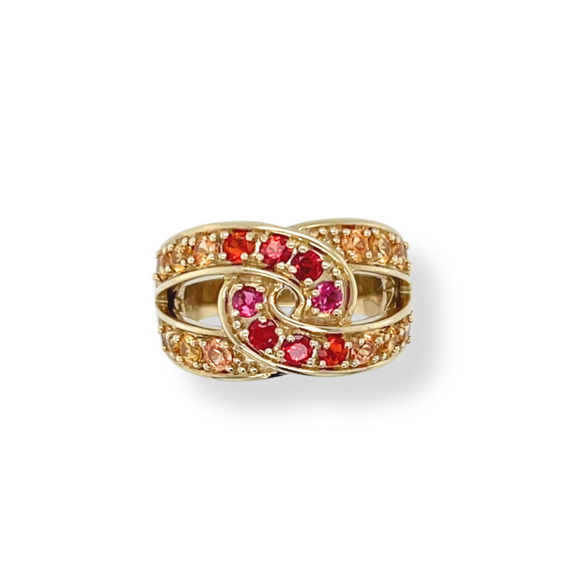 9ct Multi Gemstone Fire Twist Ring