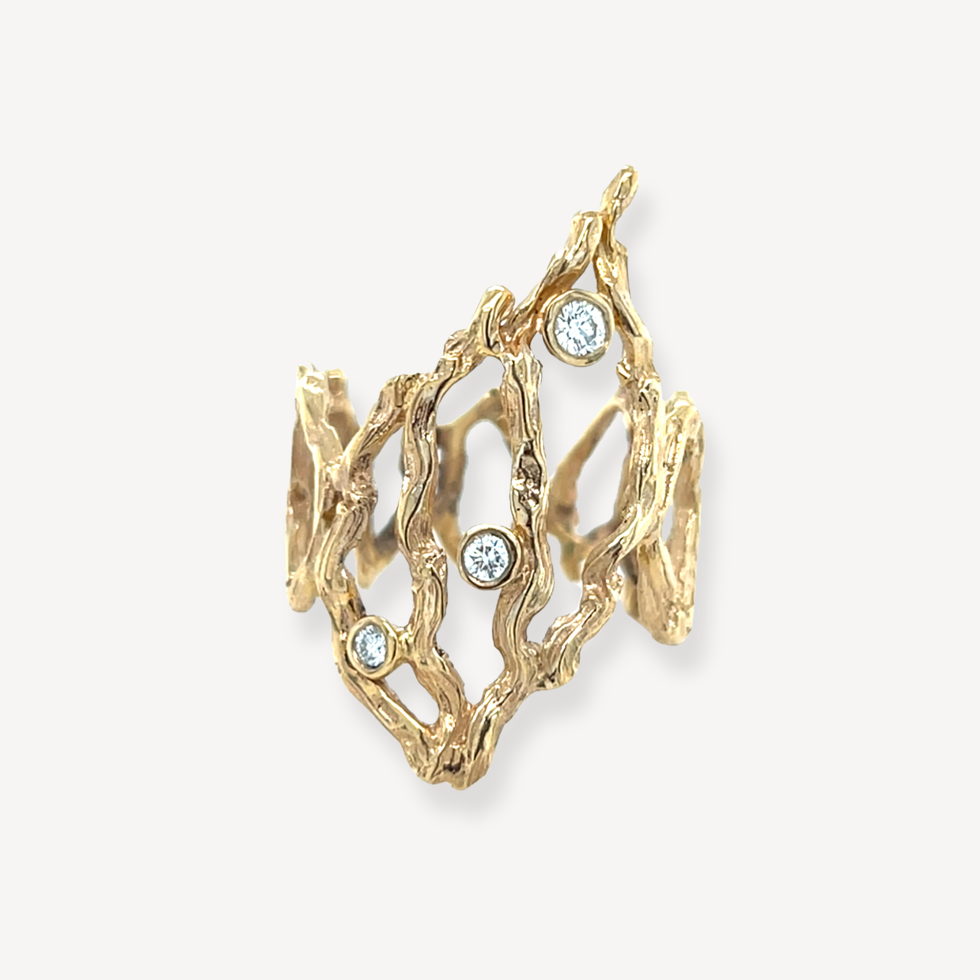 9ct Gold Unique Branch Diamond Ring