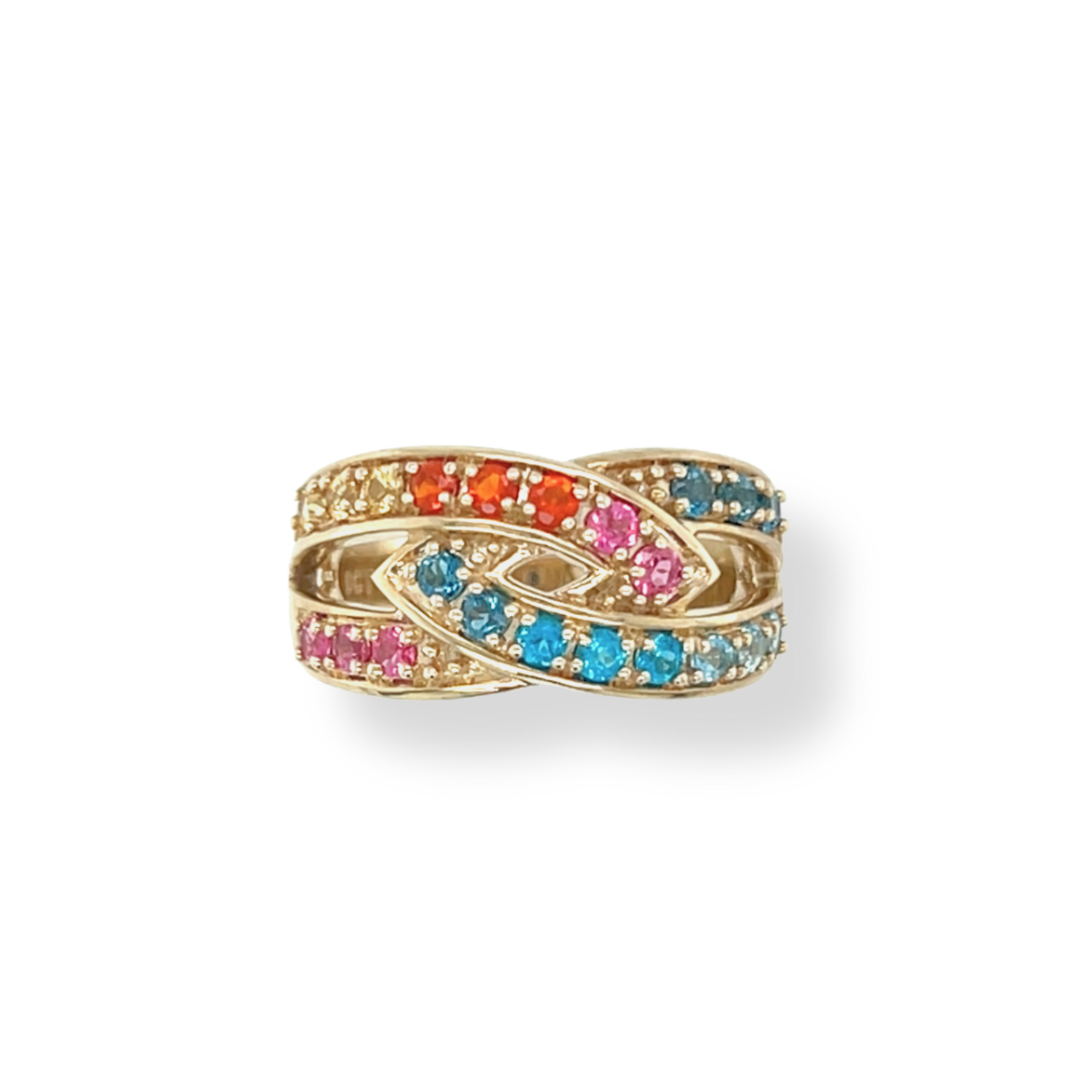 9ct Multi Gemstone Fishtail Ring