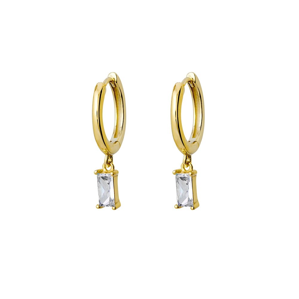 Gold Plated Sterling Silver with CZ Baguette Drops