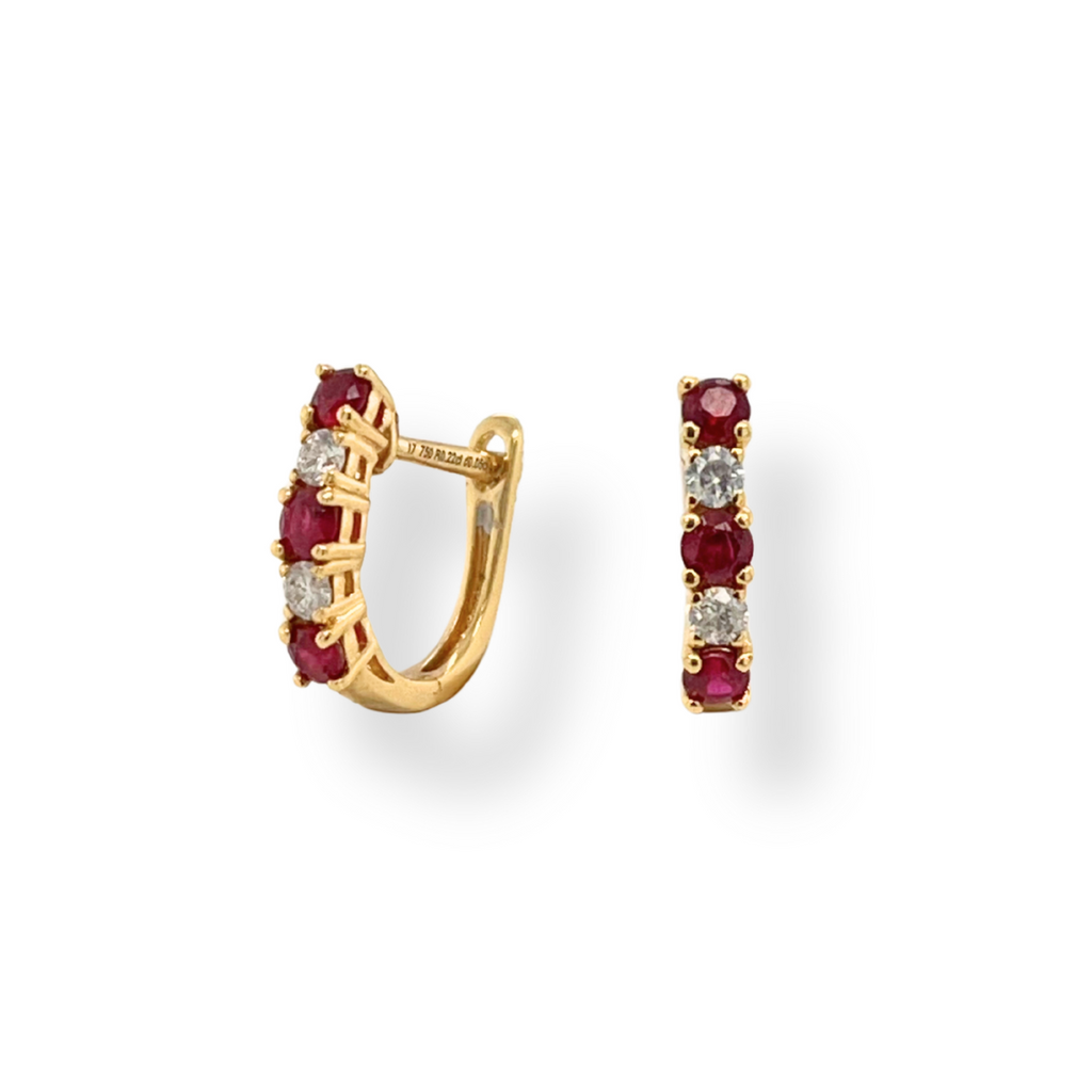 18ct Ruby & Diamond Hoops