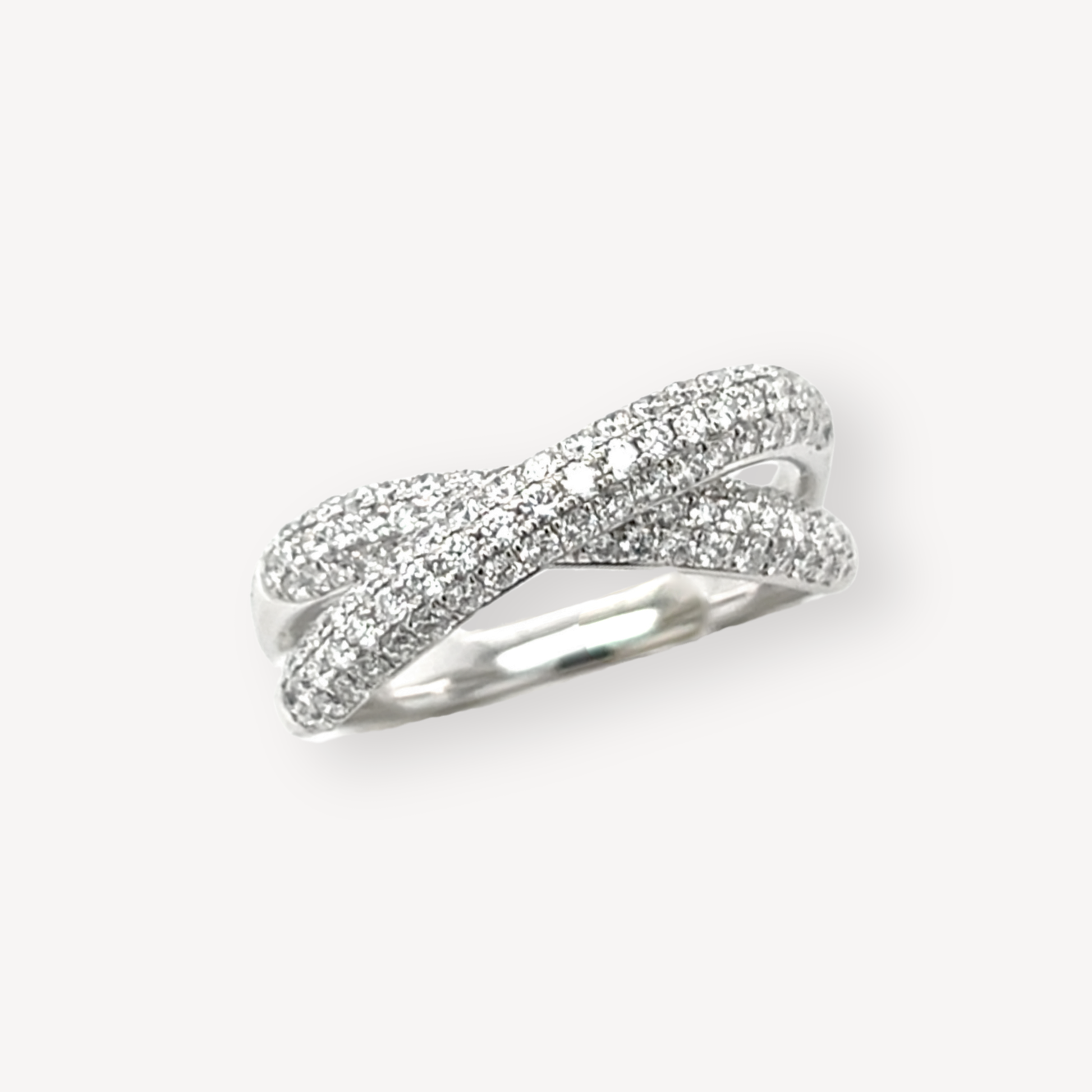 18ct White Gold Crossover Ring