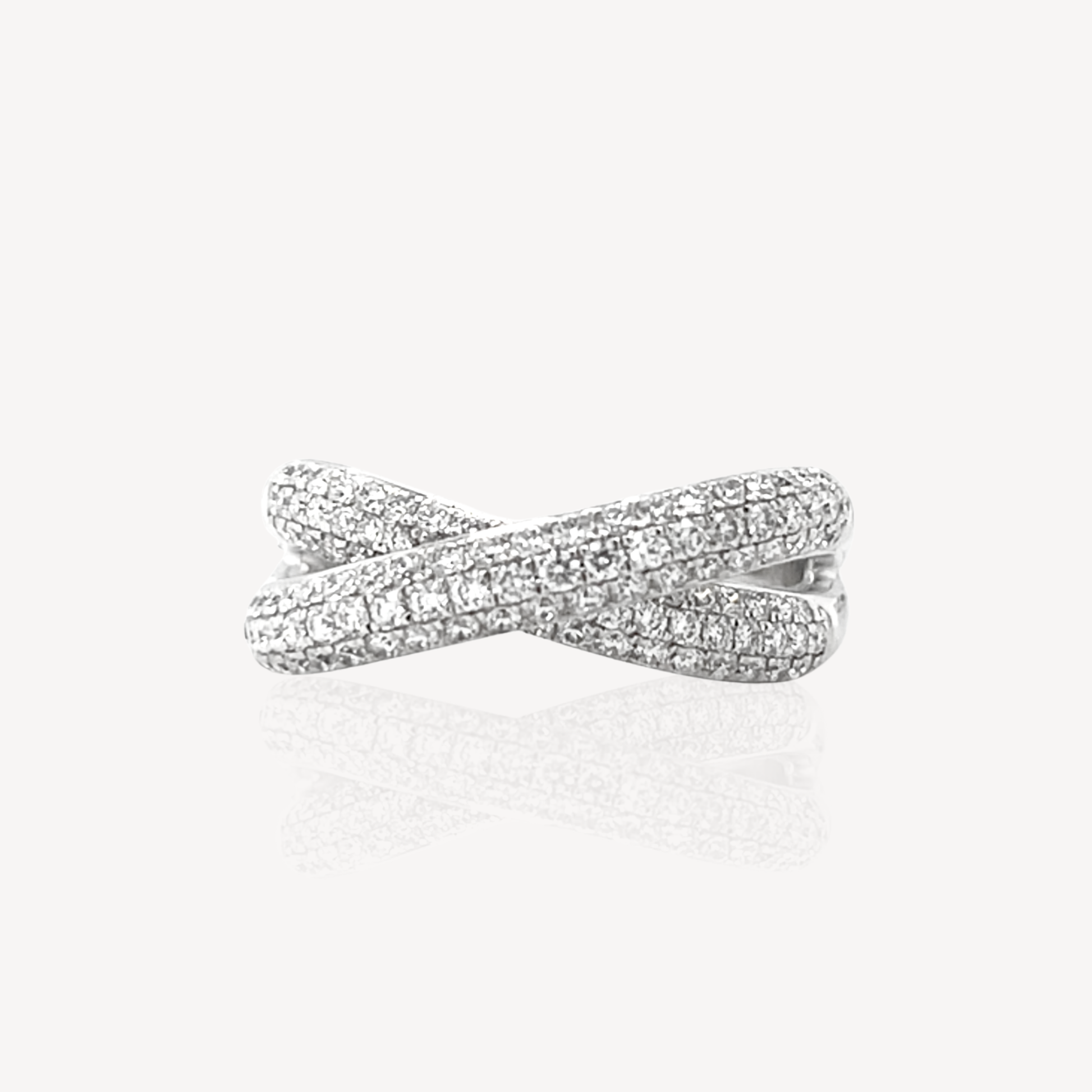 18ct White Gold Crossover Ring
