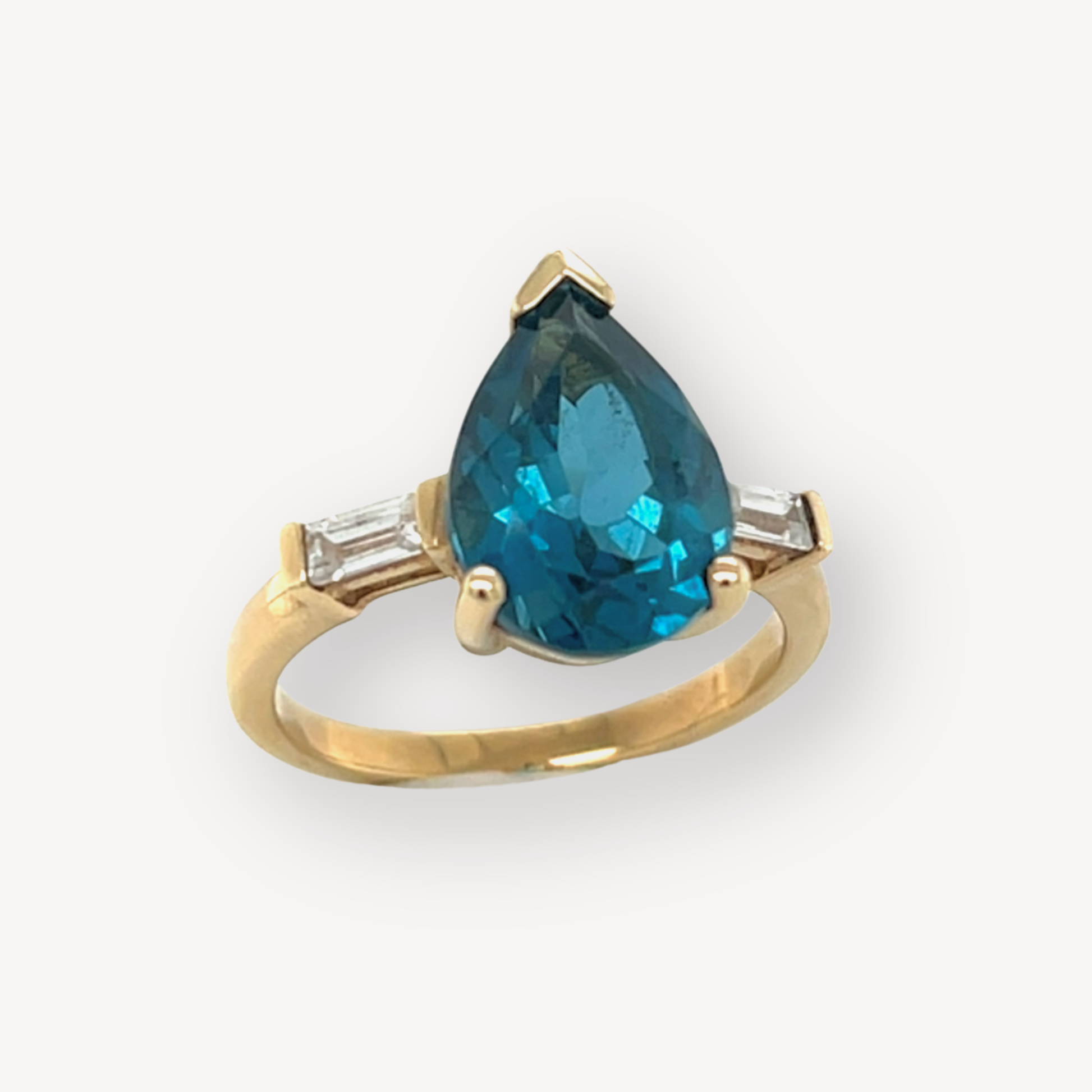 9ct London Blue Topaz Teardrop & Diamond Ring