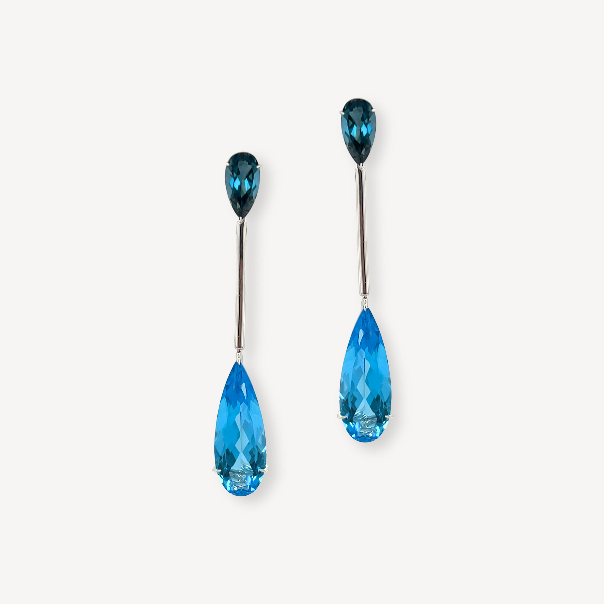 9ct London Blue Topaz and Swiss Blue Topaz Earrings
