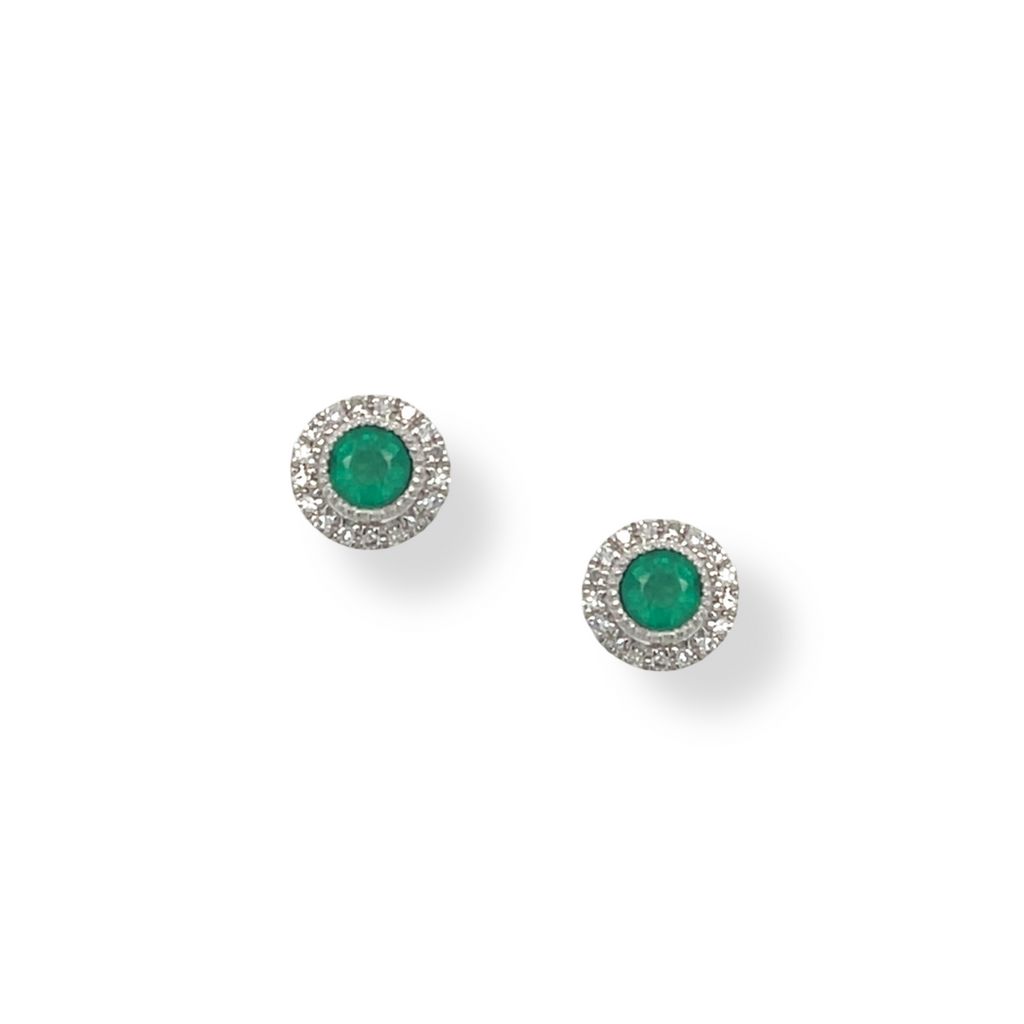 18ct Emerald and Diamond Stud Earrings