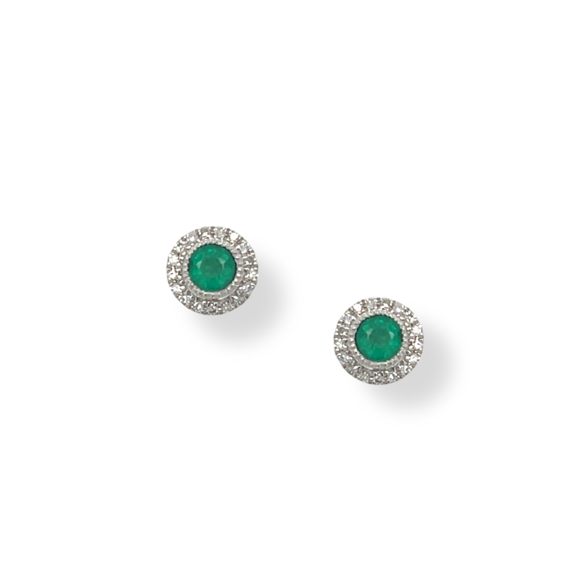 18ct Emerald and Diamond Stud Earrings
