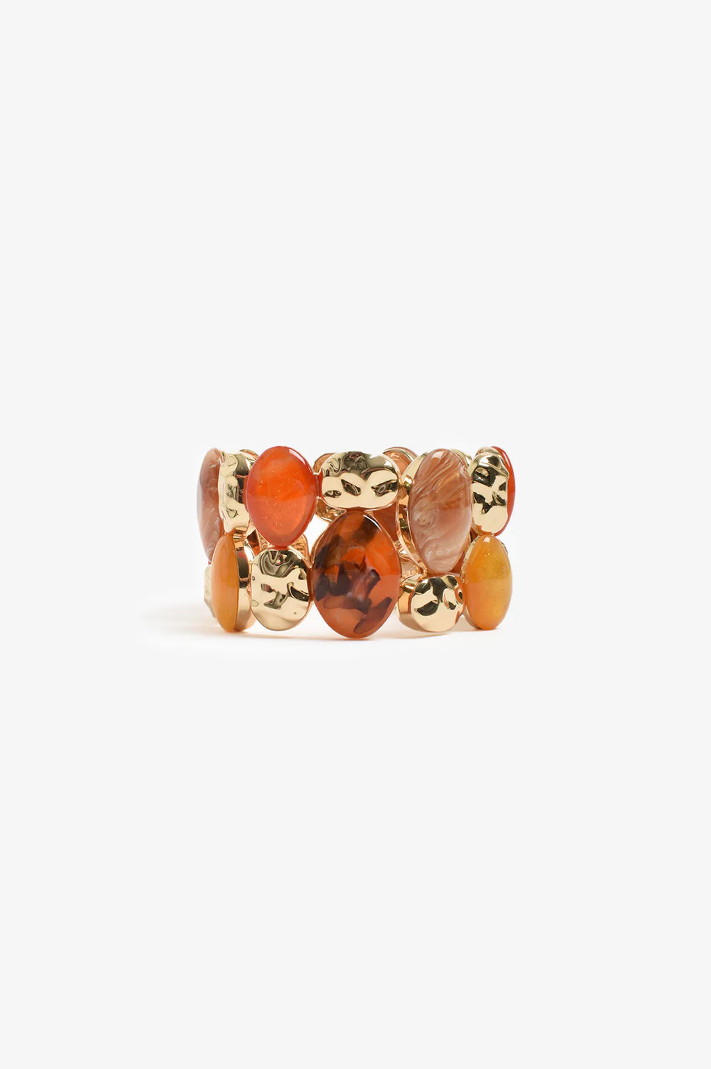 Resin Metal Pods Stretch Bracelet (Terracotta)
