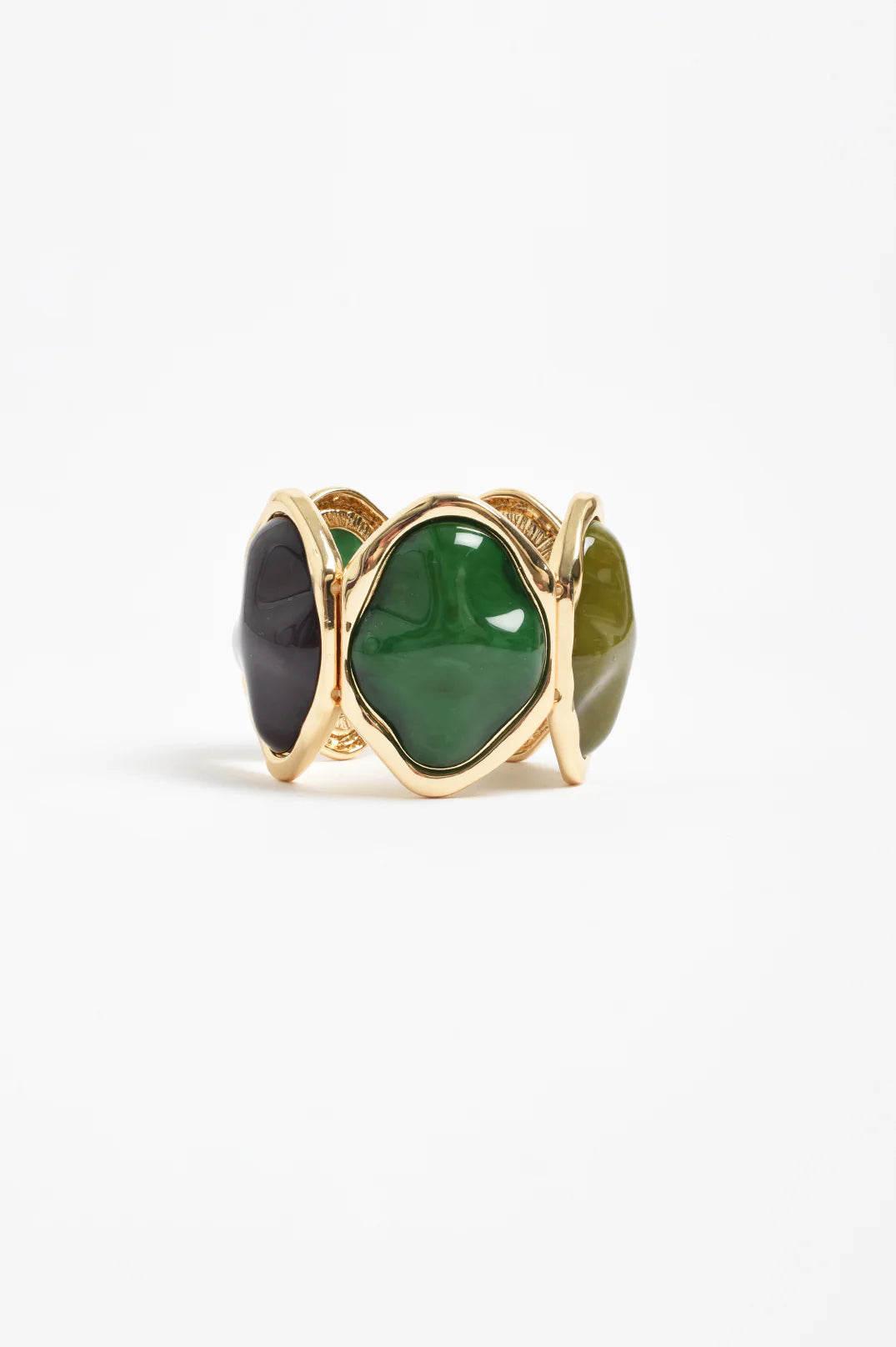 Metal Edged Resin Statement Stretch Cuff (Blue/Green)