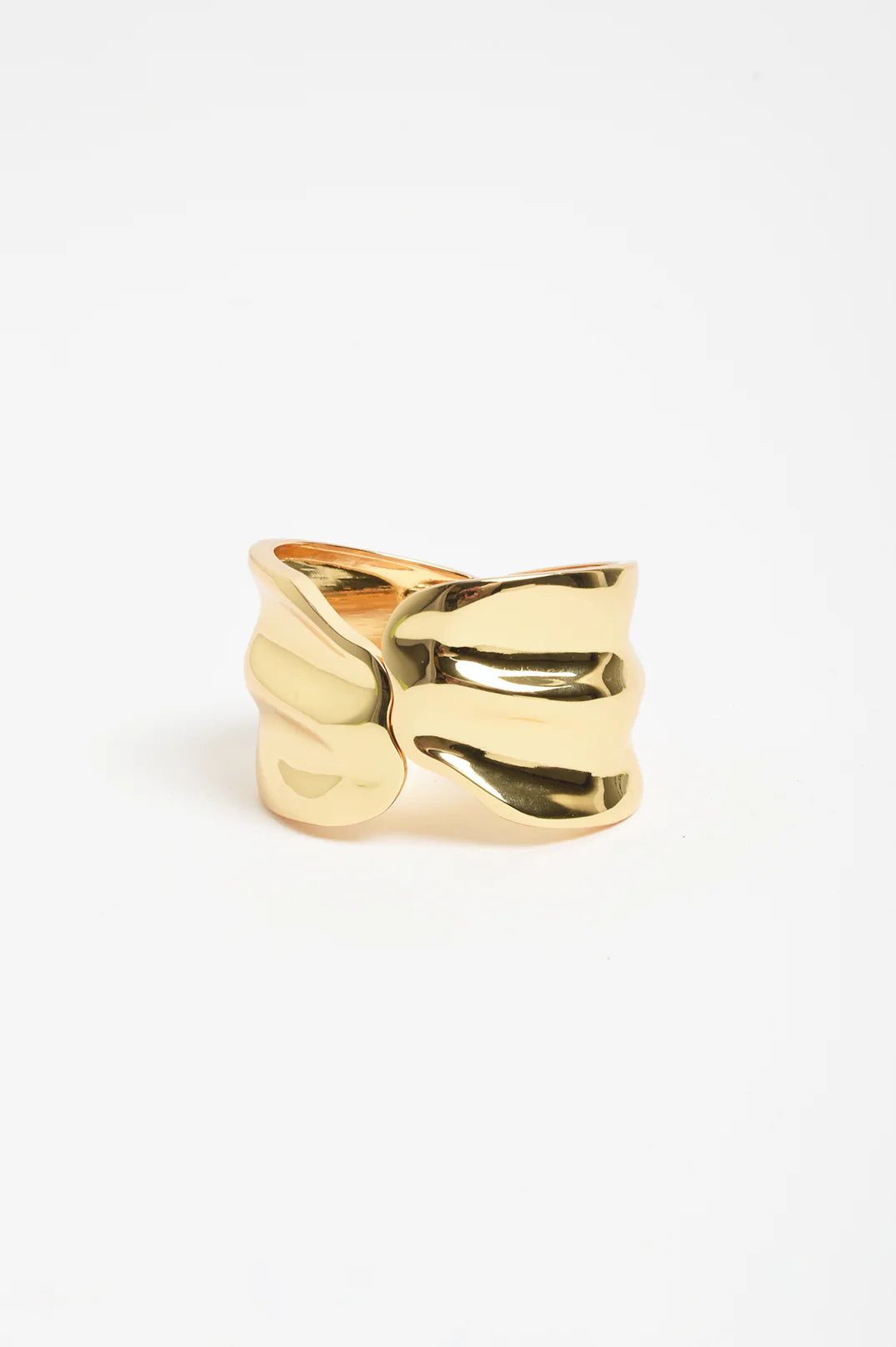 Hinged Metal Statement Wave Bangle (Gold)