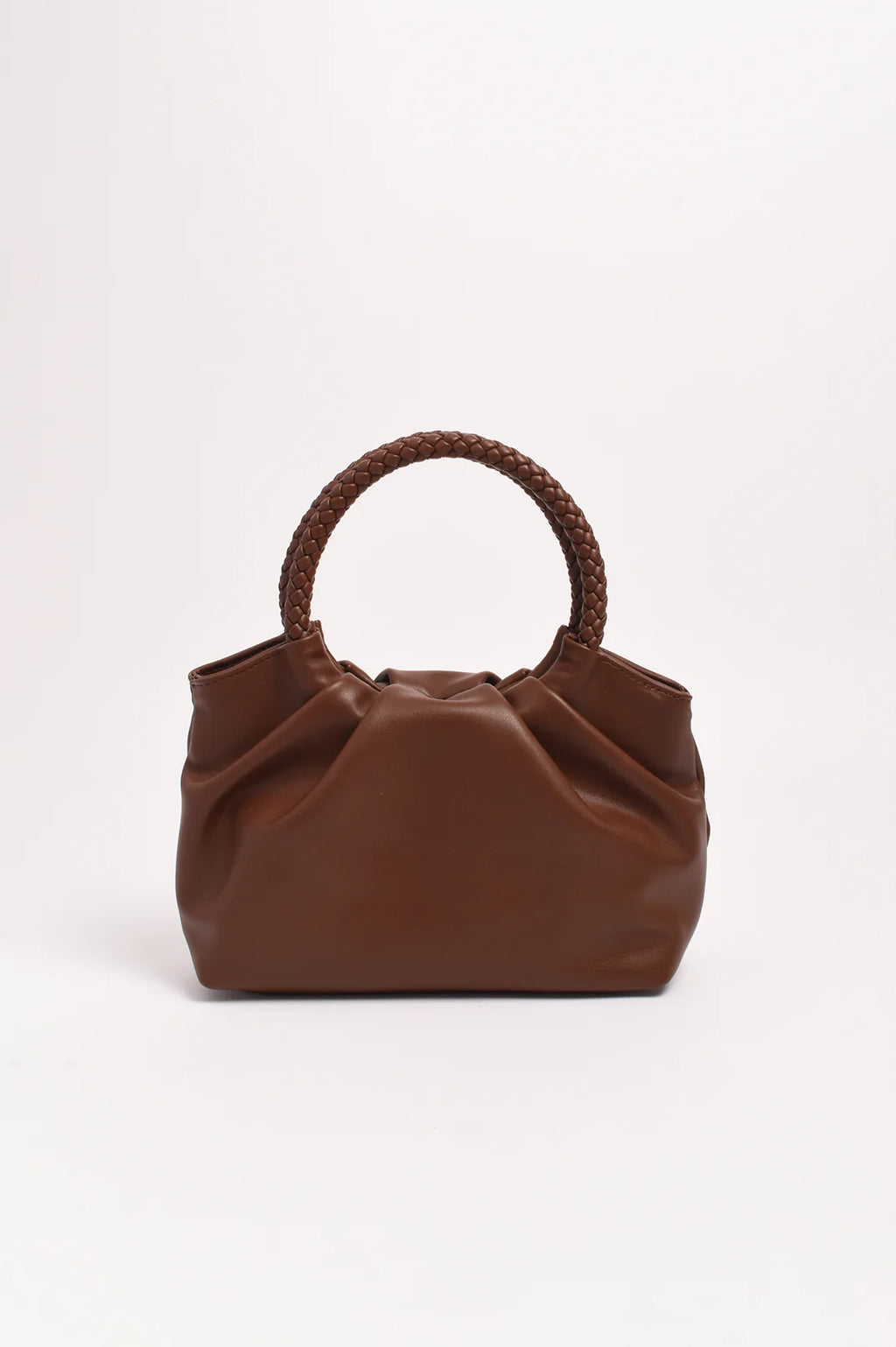 Serena Gathered Round Handle Bag (Chocolate)