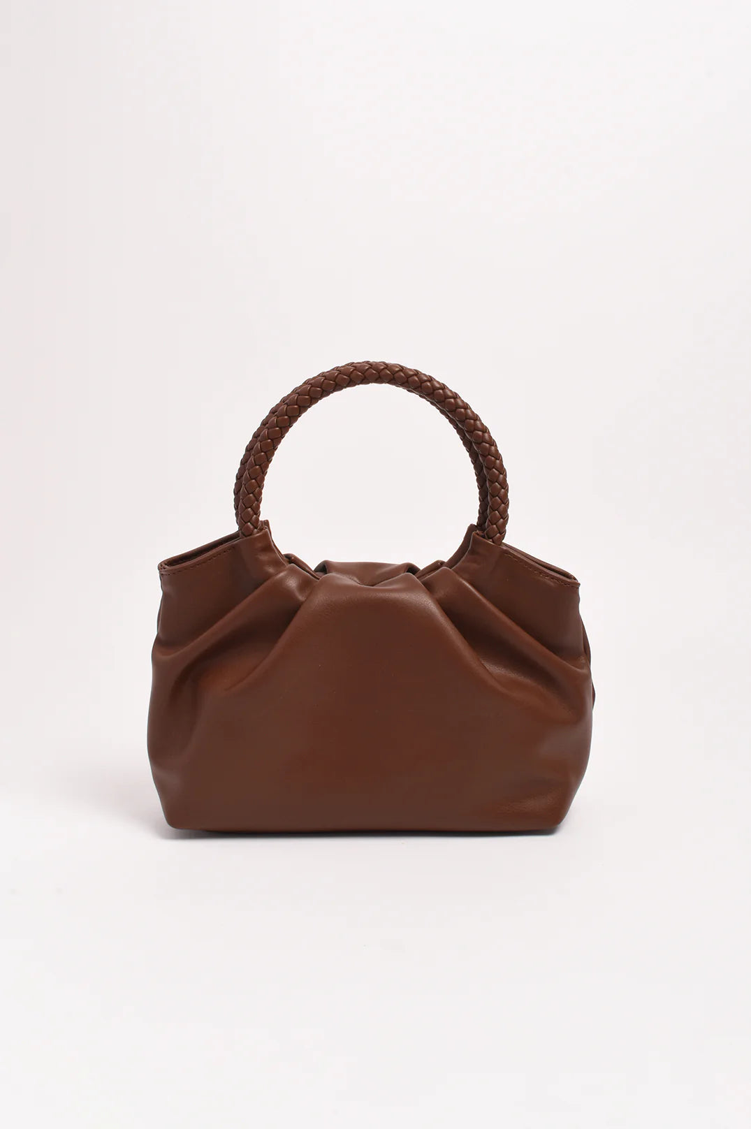 Serena Gathered Round Handle Bag (Chocolate)