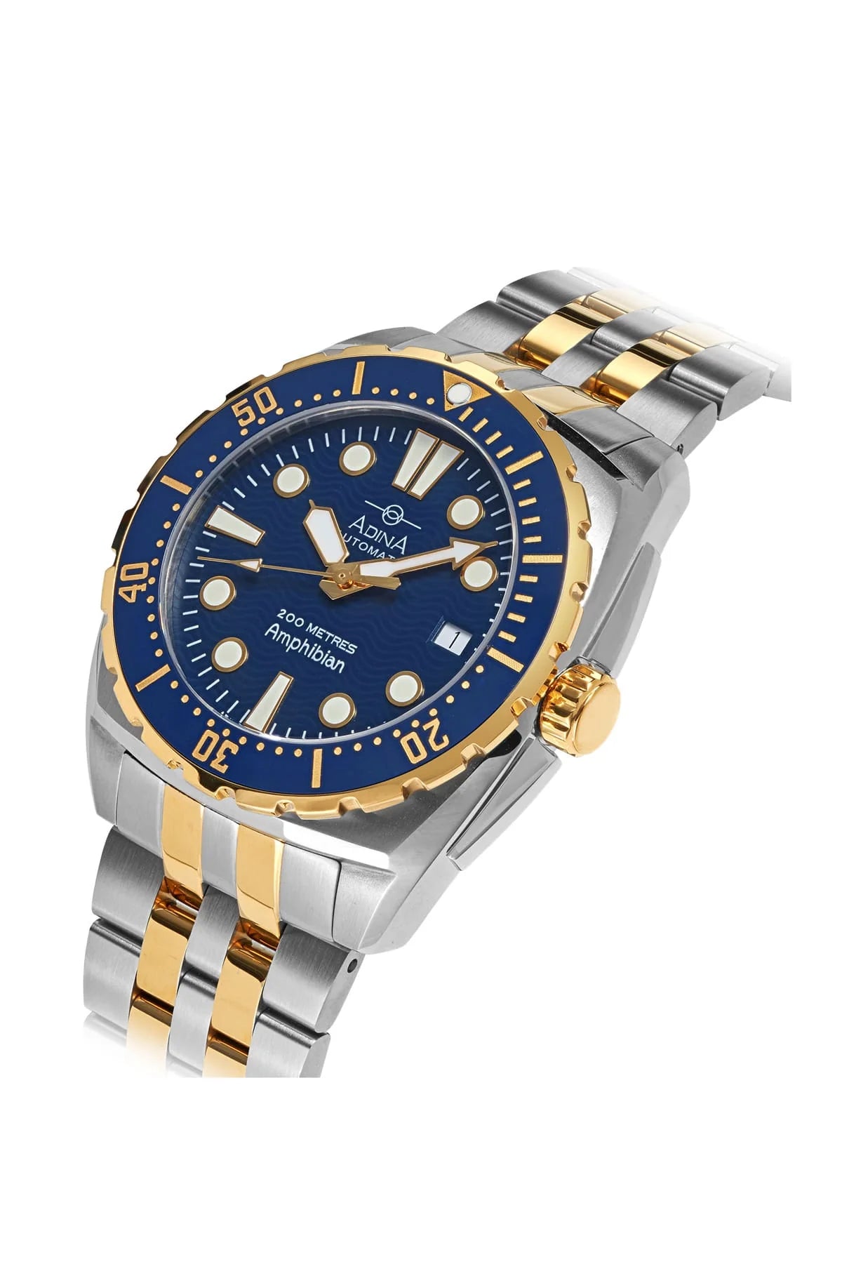 Adina Amphibian Automatic Dive Watch In Blue & Gold