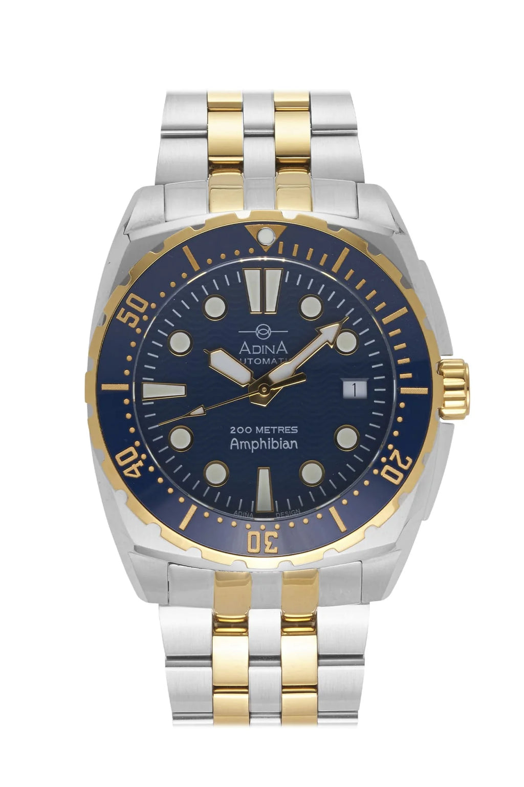 Adina Amphibian Automatic Dive Watch In Blue & Gold