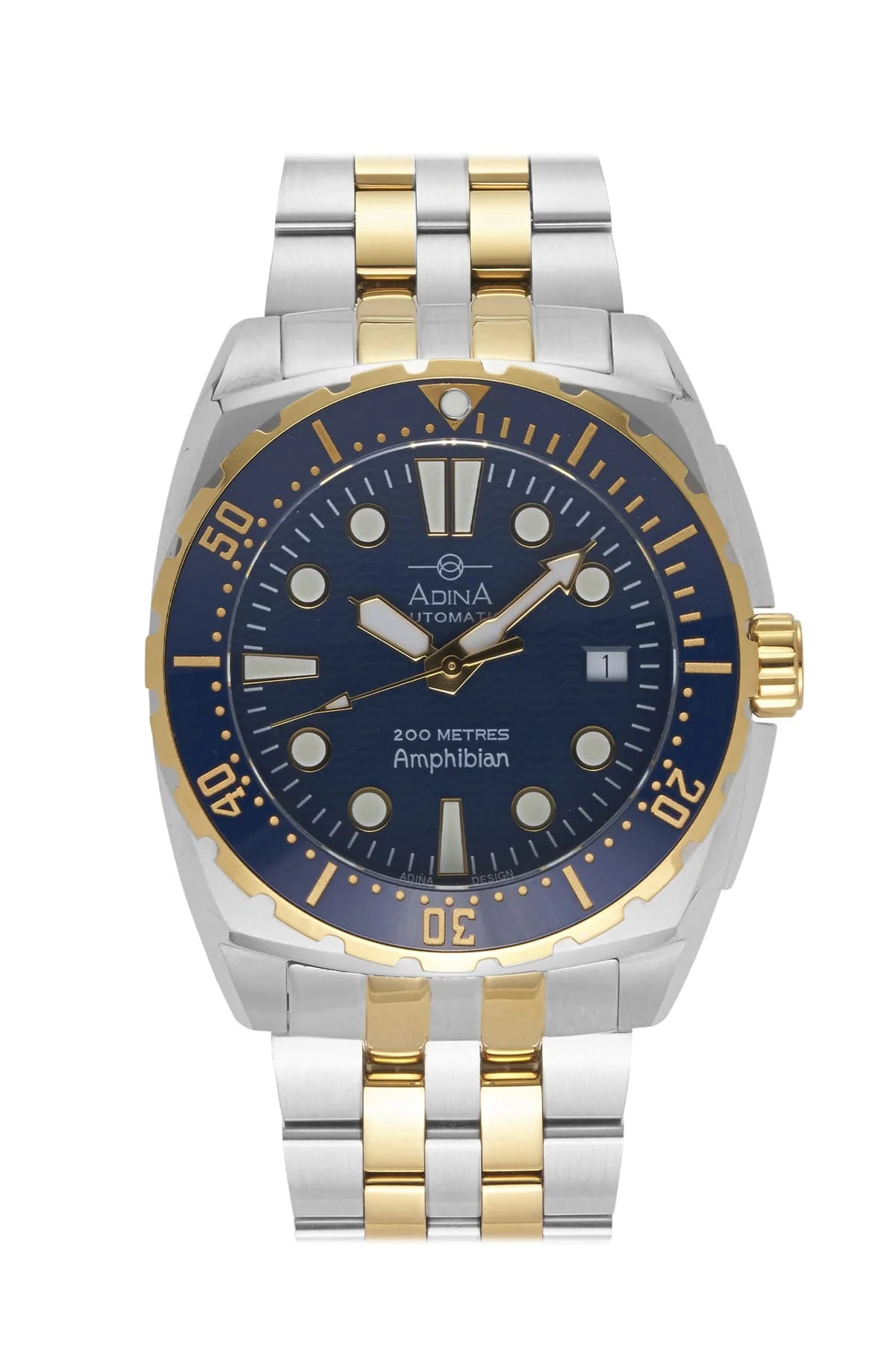 Adina Amphibian Automatic Dive Watch In Blue & Gold