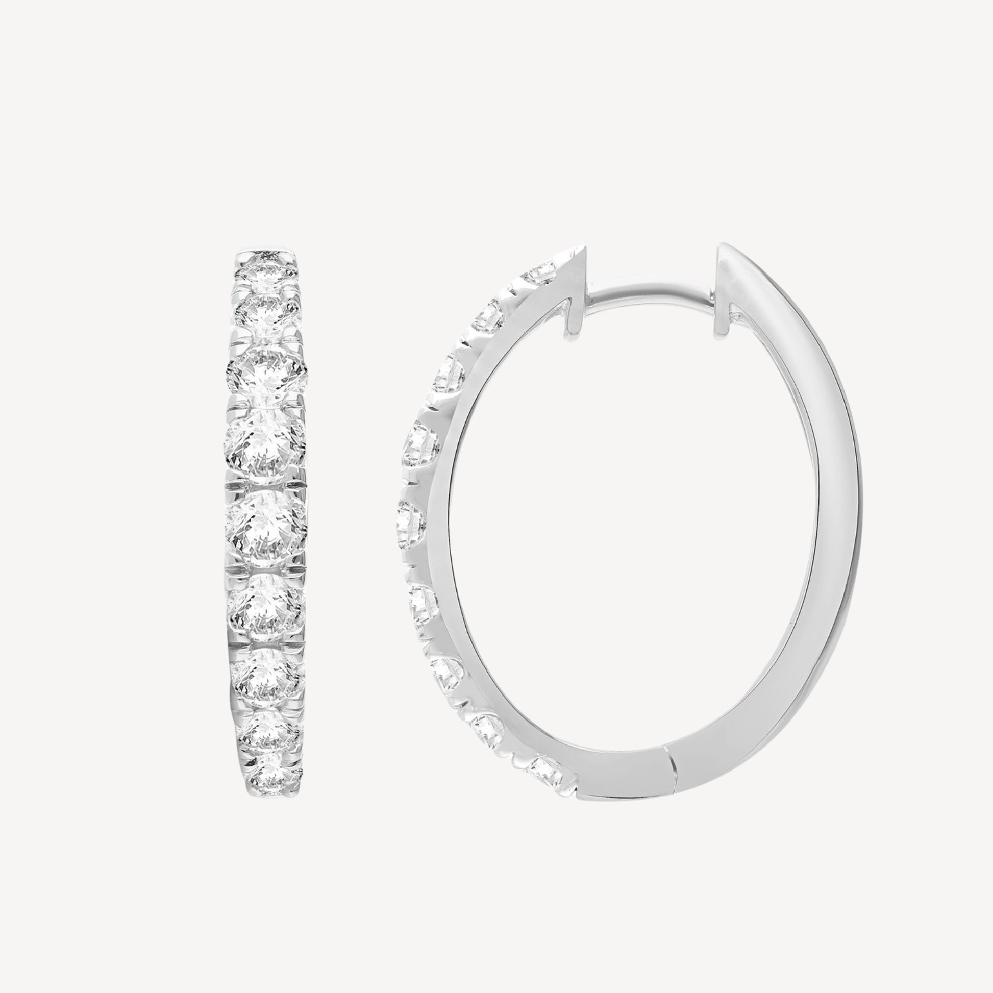 Diamond Graduated Hoop Earrings in White Gold