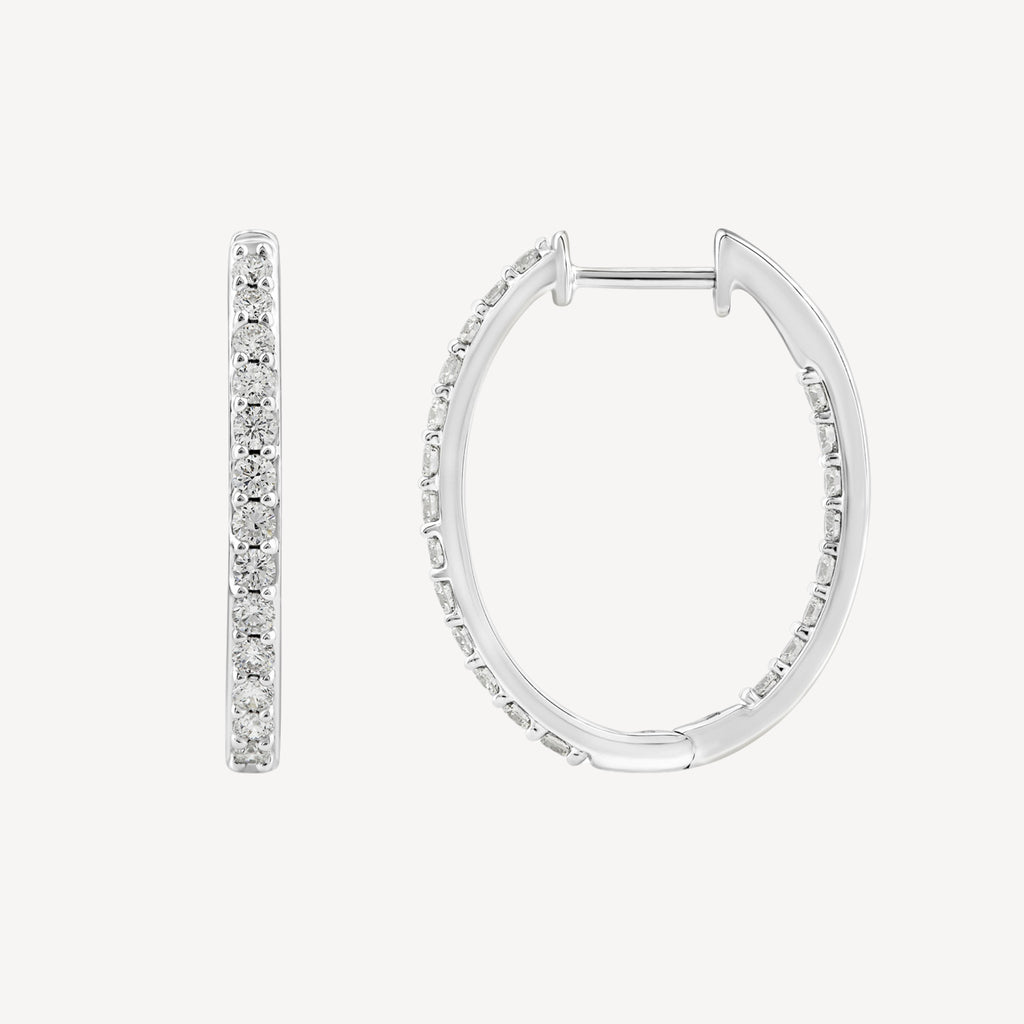 Diamond Hoop Earrings in White Gold