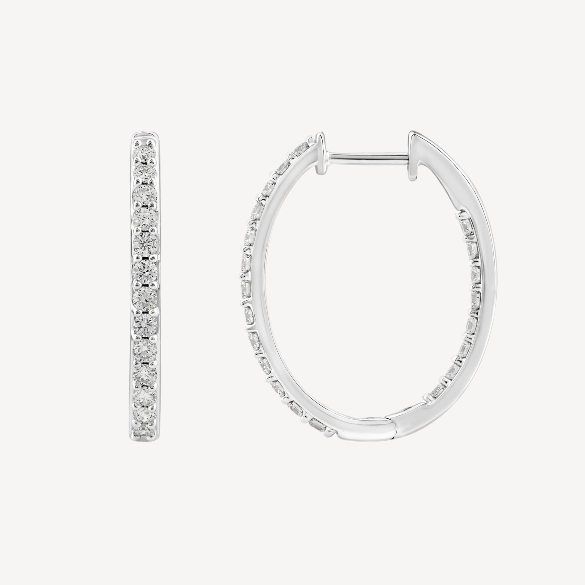 Diamond Hoop Earrings in White Gold
