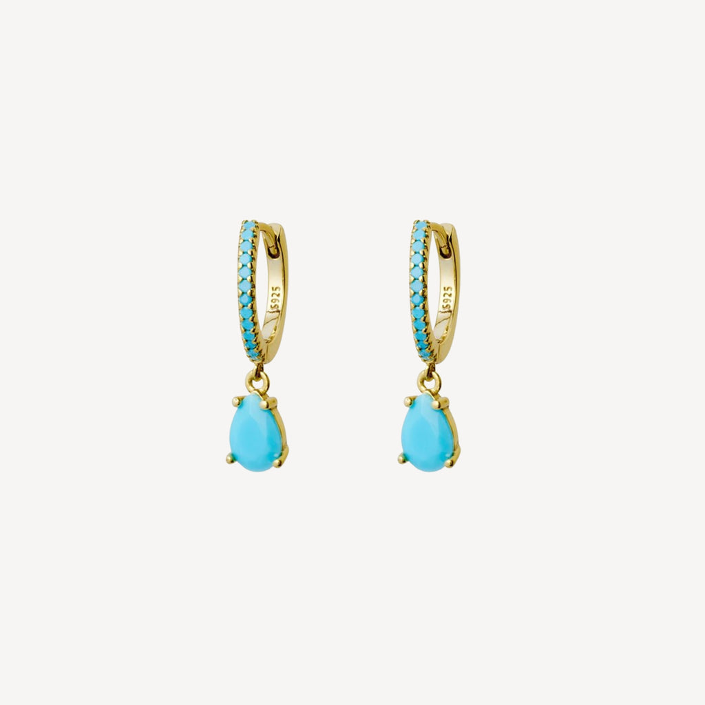 Gold Plated Sterling silver Turquoise Huggies