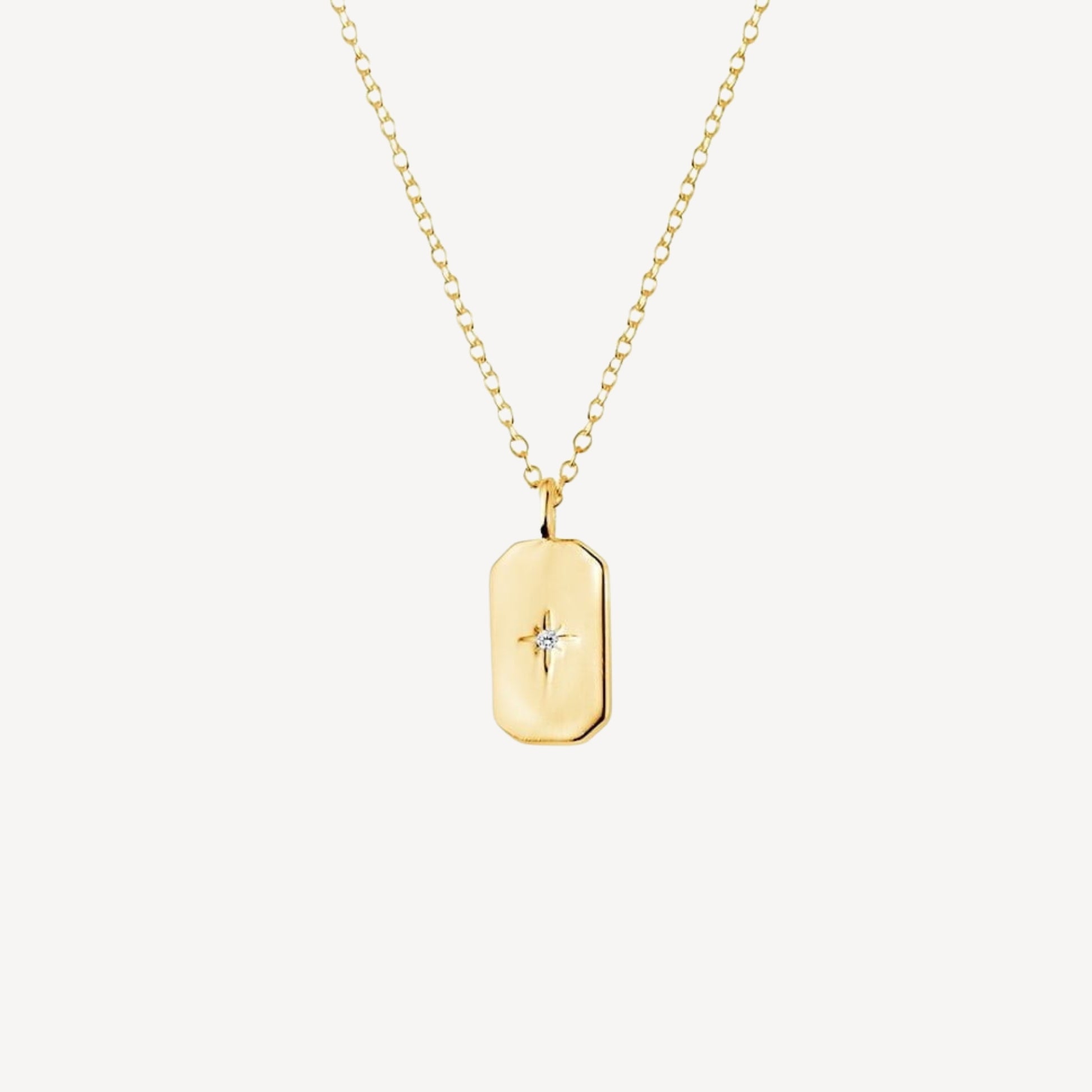 Gold Plated Sterling Silver Rectangle Cz Pendant
