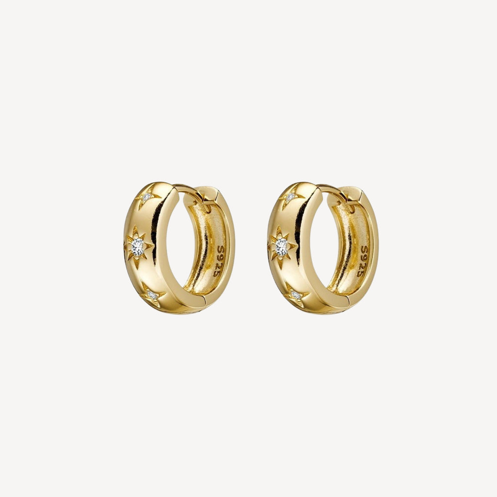 Gold Plated Sterling Silver Hoop with CZ Stars