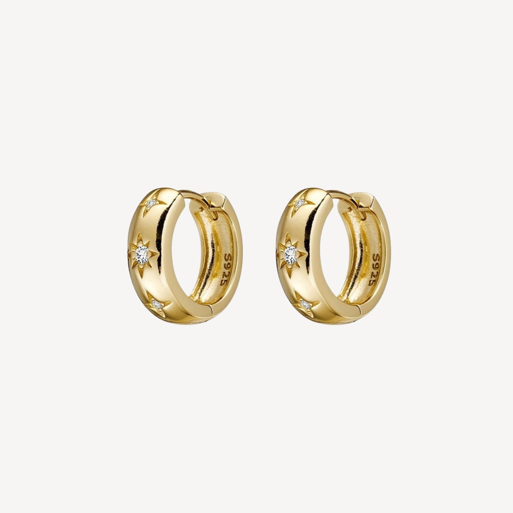 Gold Plated Sterling Silver Hoop with CZ Stars