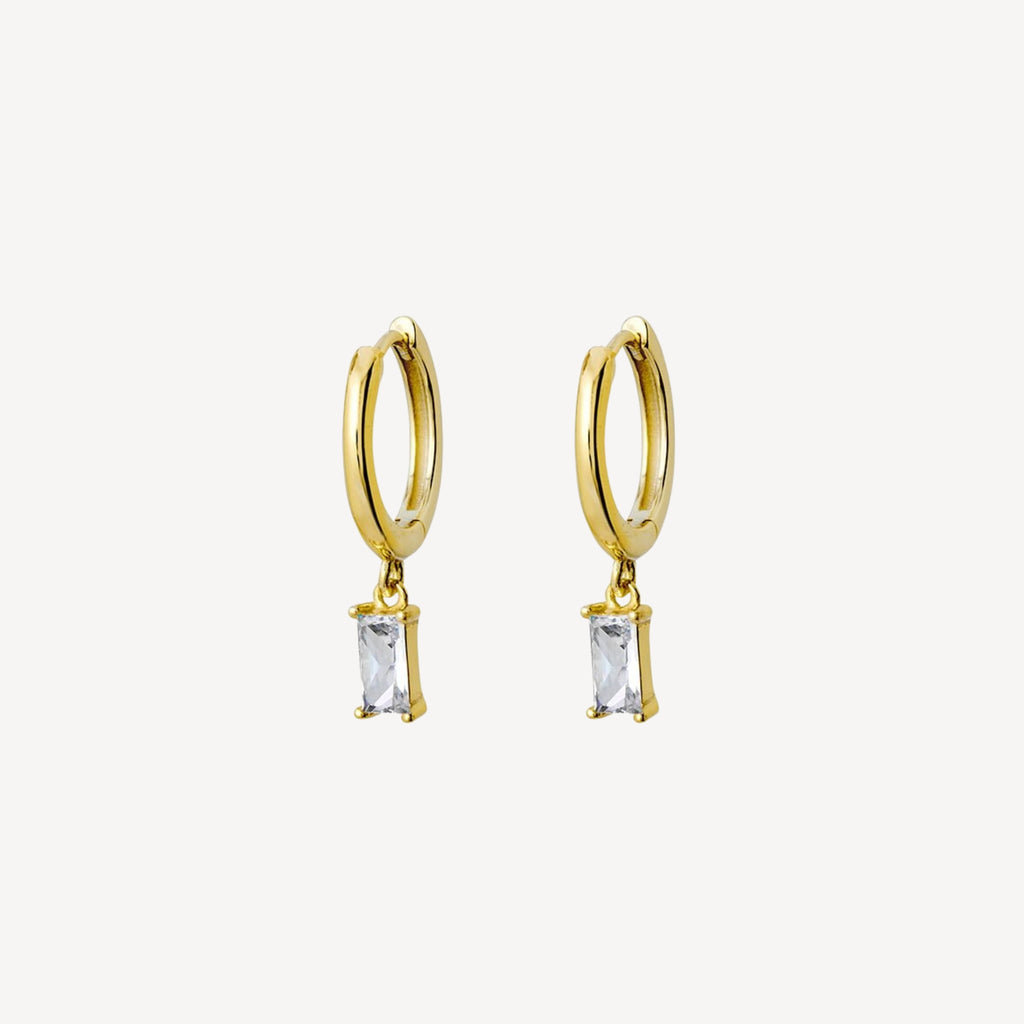 Gold Plated Sterling Silver with CZ Baguette Drops