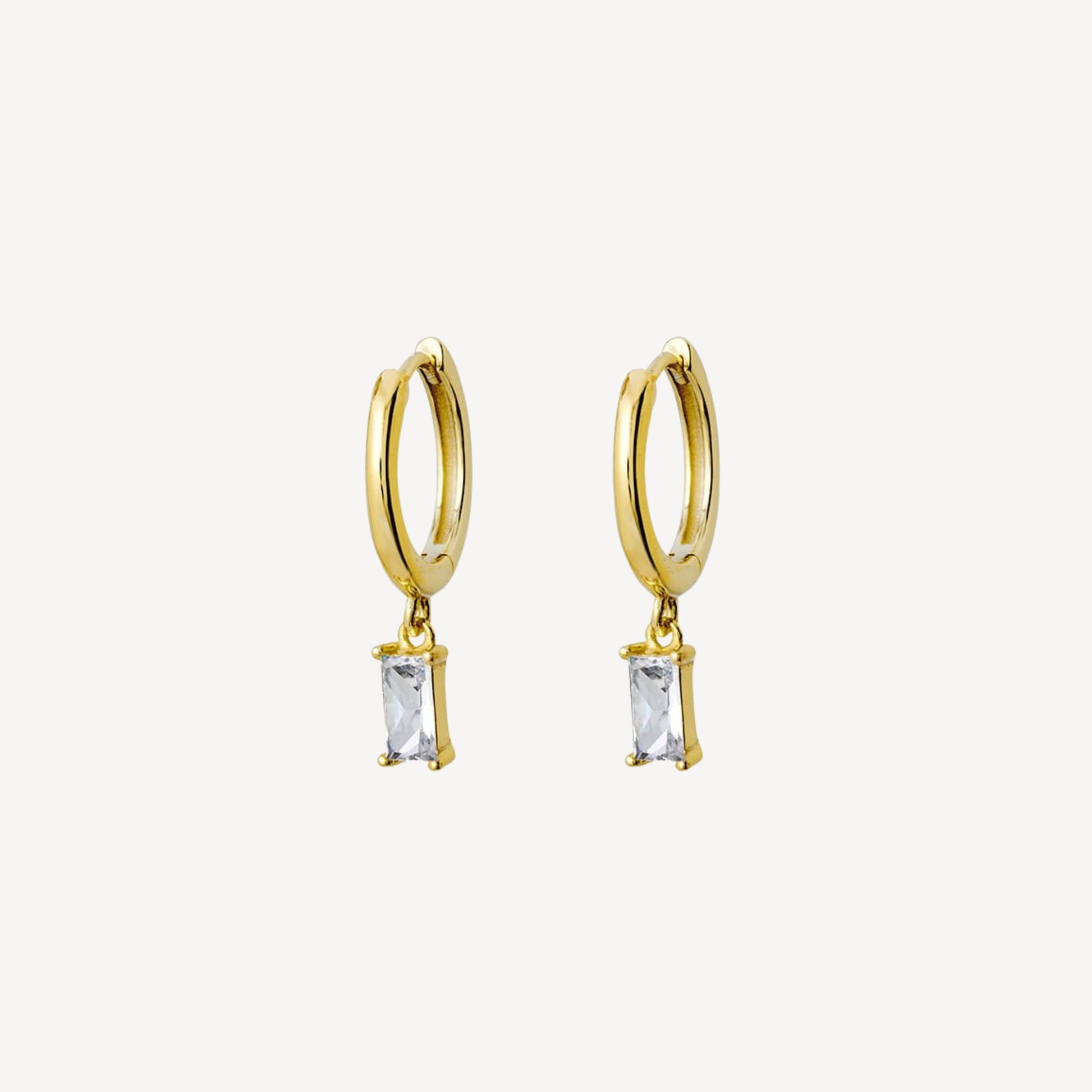 Gold Plated Sterling Silver with CZ Baguette Drops