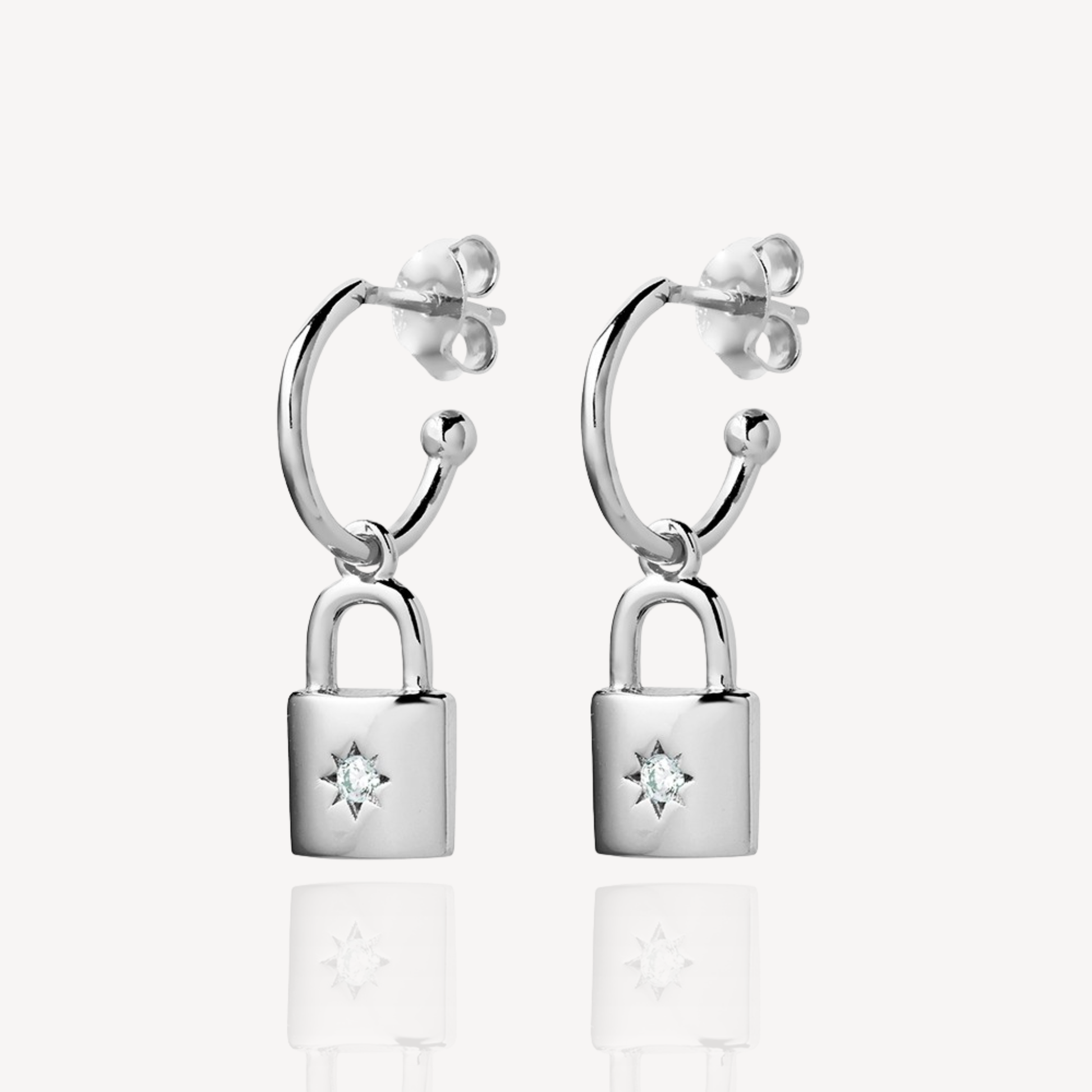 Sterling Silver Locked Up Huggies