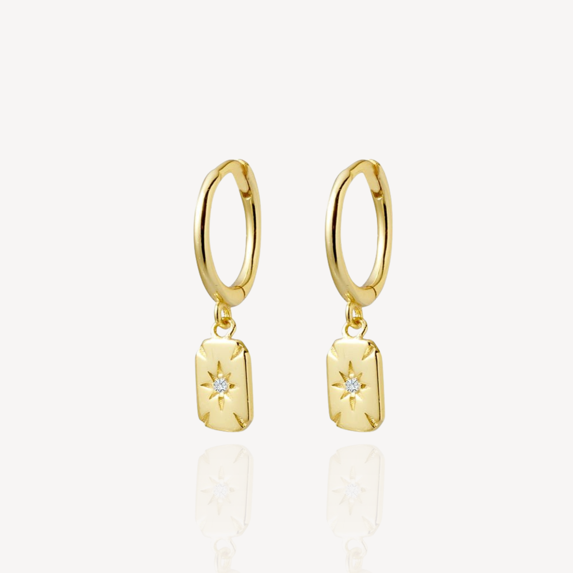 Gold Plated CZ Tag Huggies