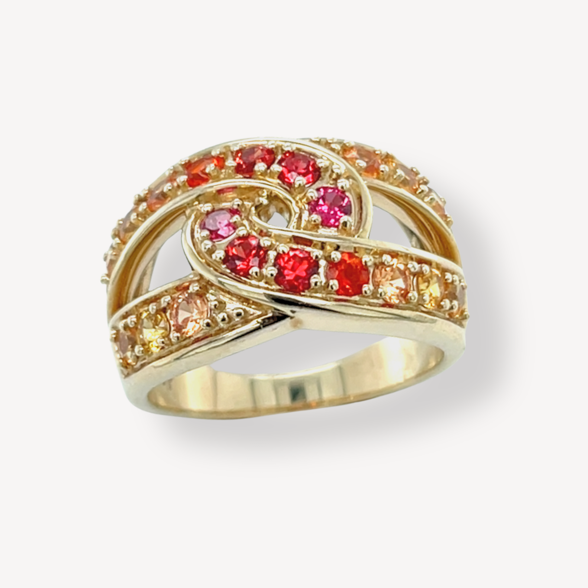 9ct Multi Gemstone Fire Twist Ring