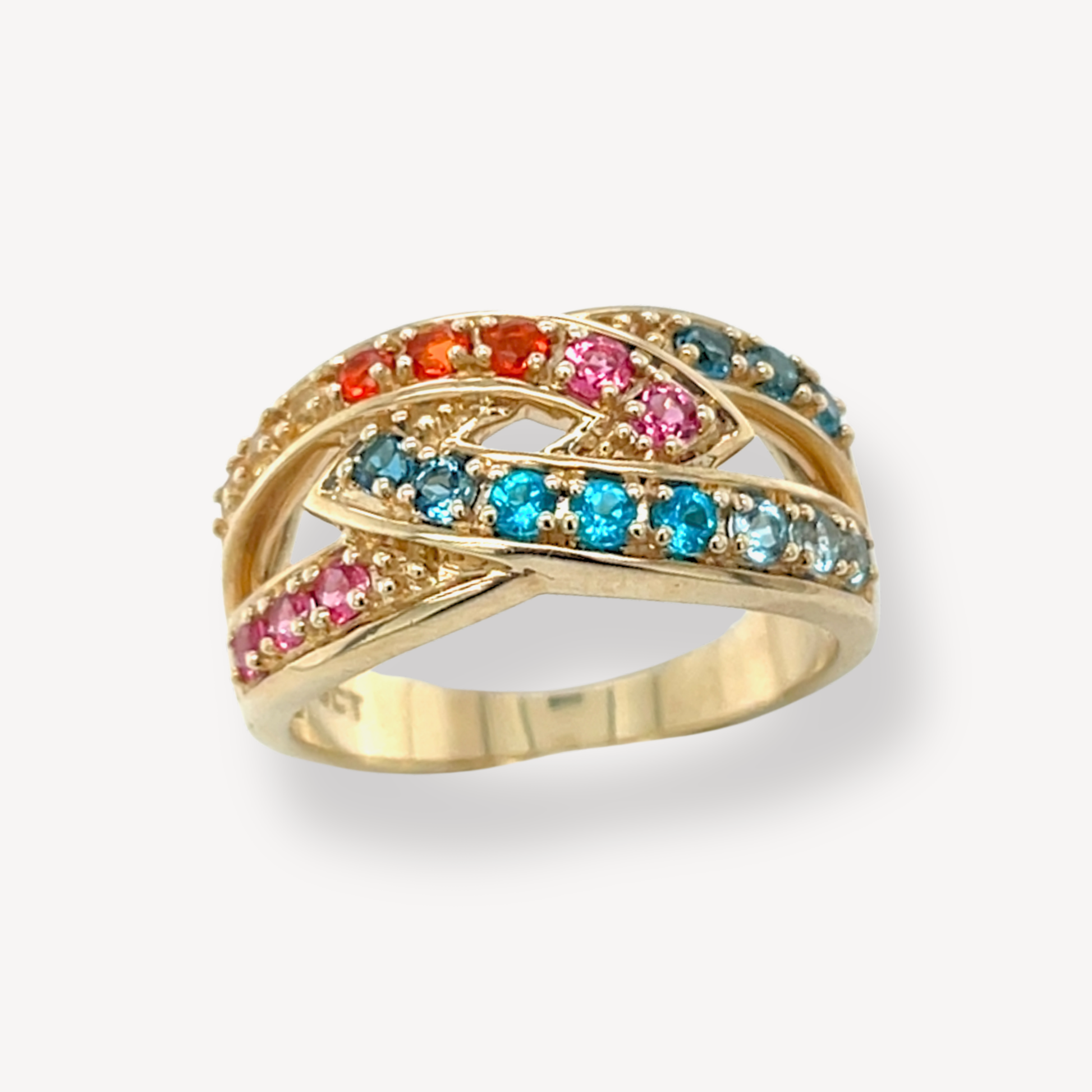 9ct Multi Gemstone Fishtail Ring