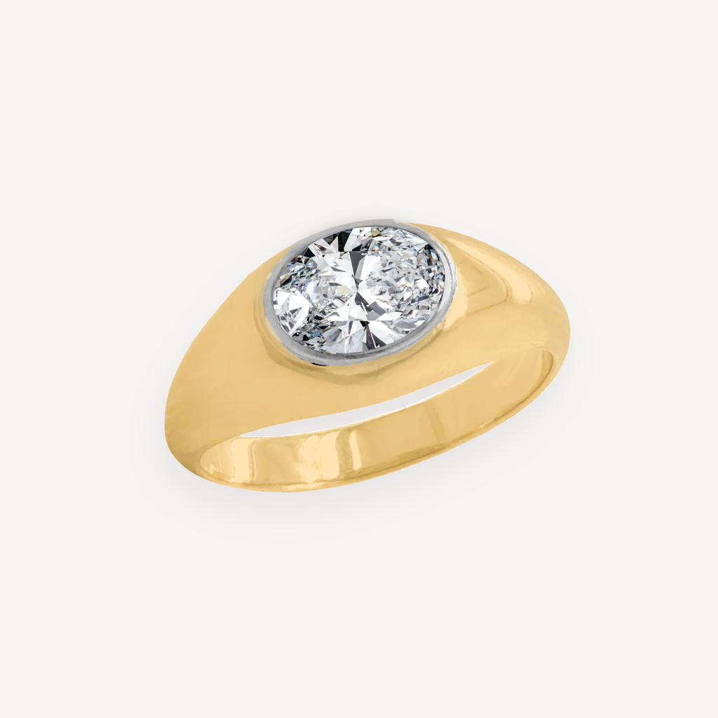 9ct Yellow Gold Oval Cut Lab Grown Diamond Ring